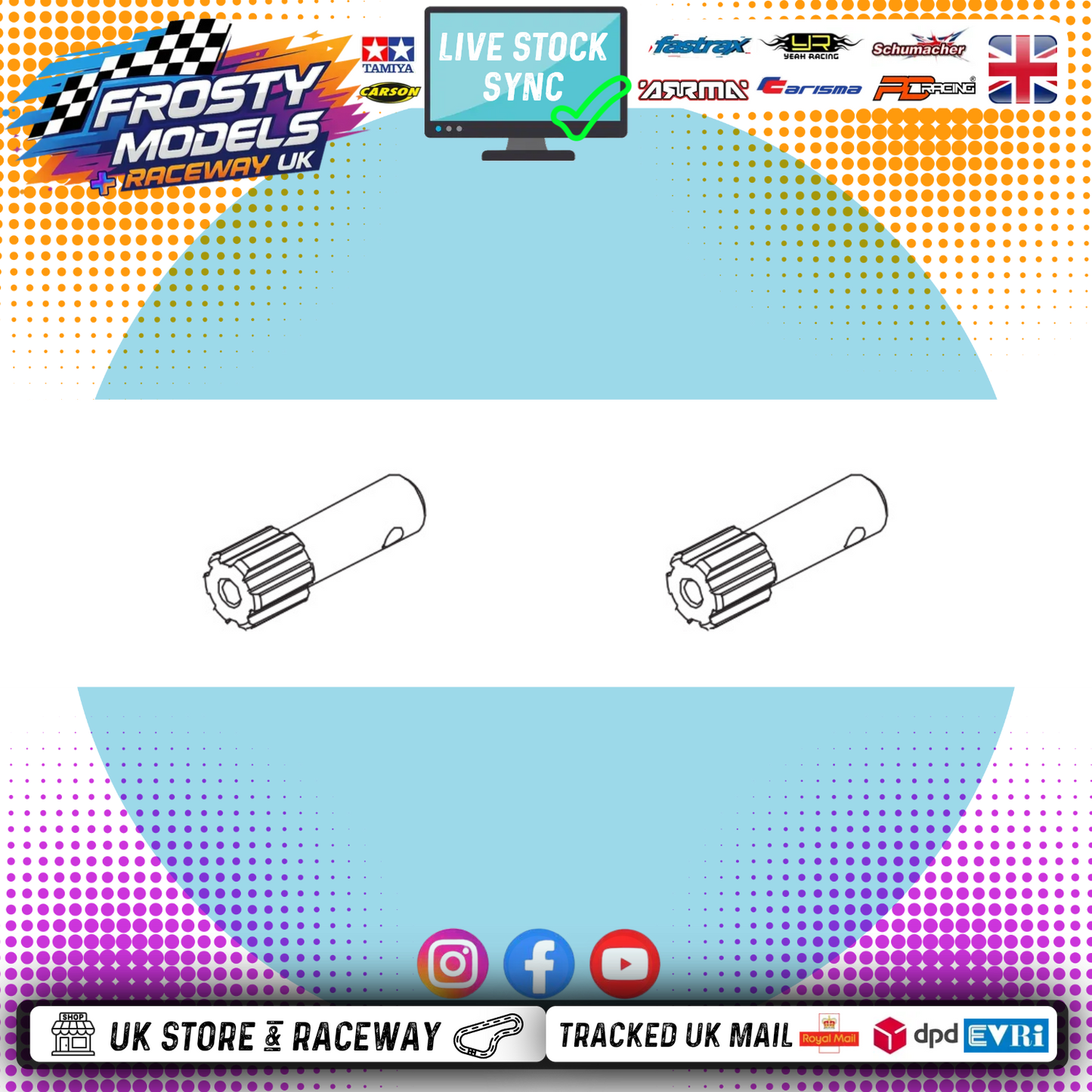 PD RACING SPARES - 1/10TH TK10 & TR10 - Differential Gear Shaft 8*24 2PCS - PD861-067