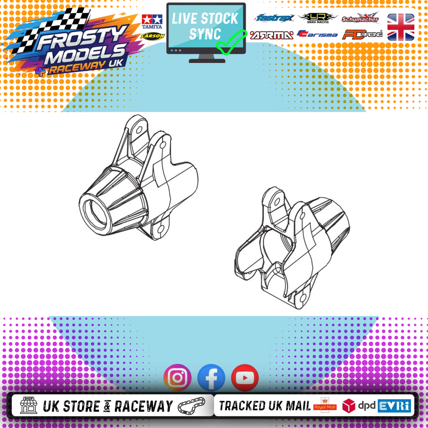 PD RACING SPARES - 1/10TH TK10 & TR10 - Rear C hub Unit 1PCS - PD861-007