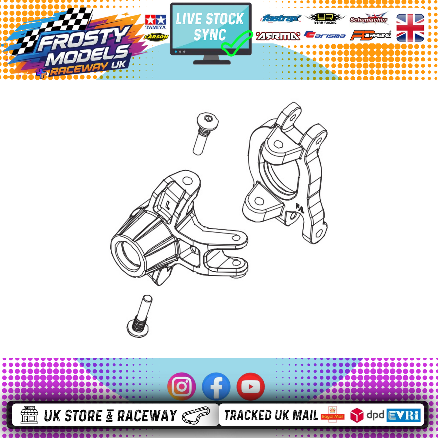 PD RACING SPARES - 1/10TH TK10 & TR10 - Rear Left C hub Unit 1PCS - PD861-005