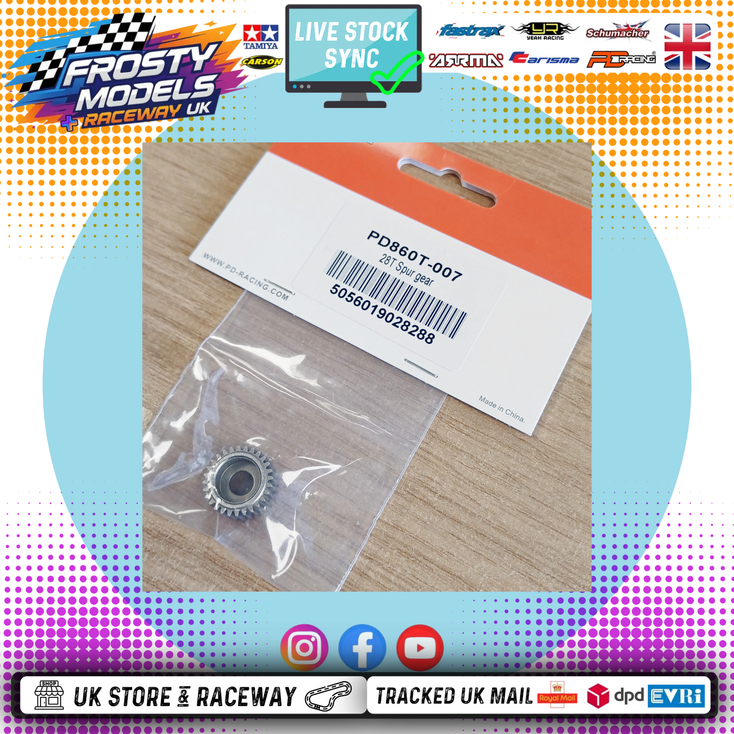 PD RACING SPARES - 1/10TH TK10 & TR10 - 28T Spur gear - PD860T-007