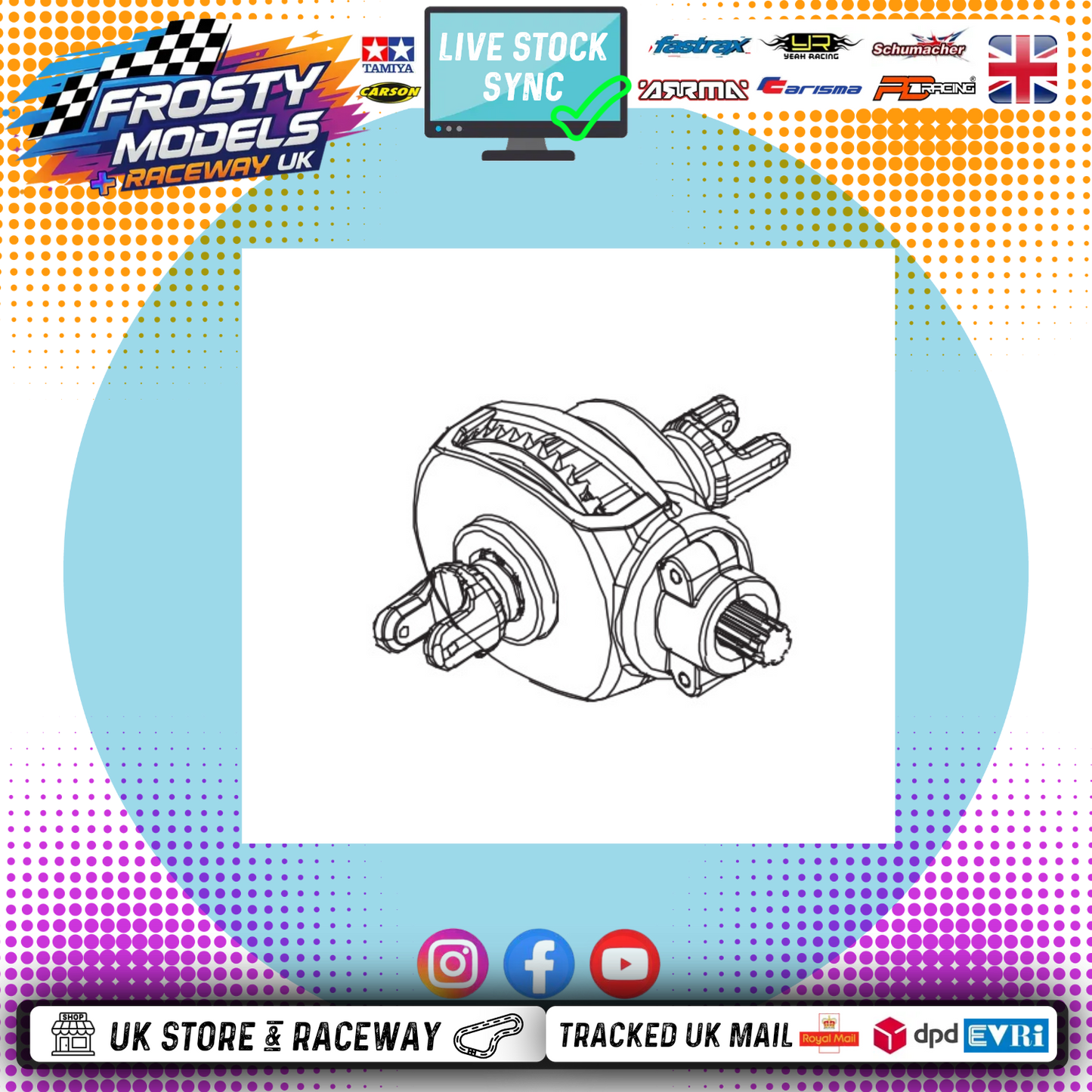 PD RACING SPARES - 1/10TH TK10 & TR10 - 4S Differential Gear Box Assembly 1PCS - PD860-012