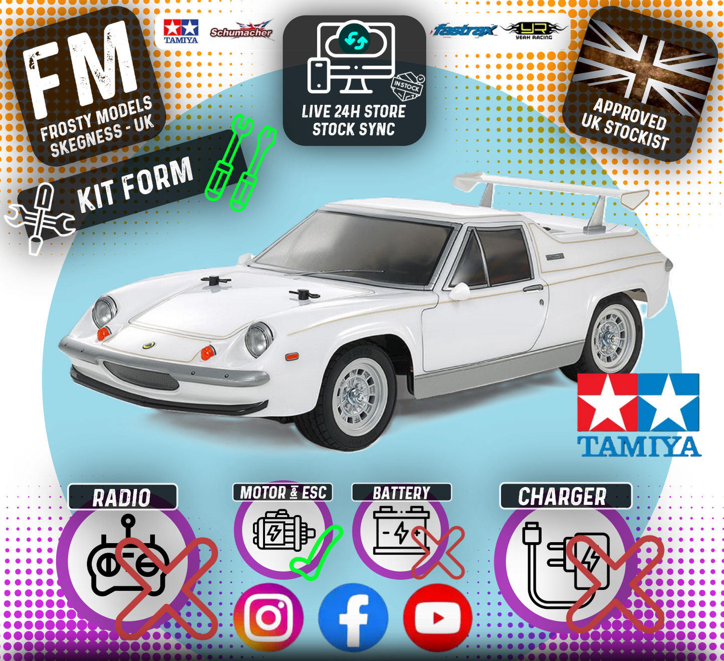 TAMIYA 58698 - RC 1/10 Lotus Europa Special (M06) RWD M-CHASSIS CAR (ESC & MOTOR INCLUDED - Requires, Radio/Servo Set, Battery & Charger)