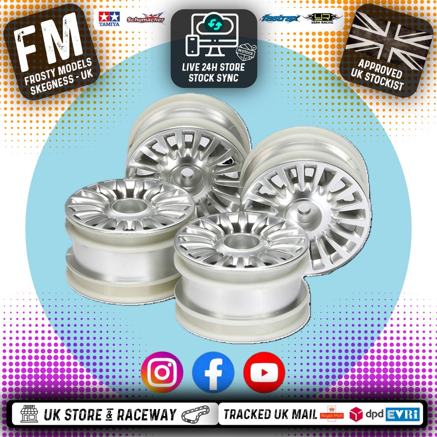 Tamiya 51362 - M-Chassis 18 Spoke Wheels (4 pcs) Silver (Fits TT01e Euro Trucks & M-Chassis Cars)