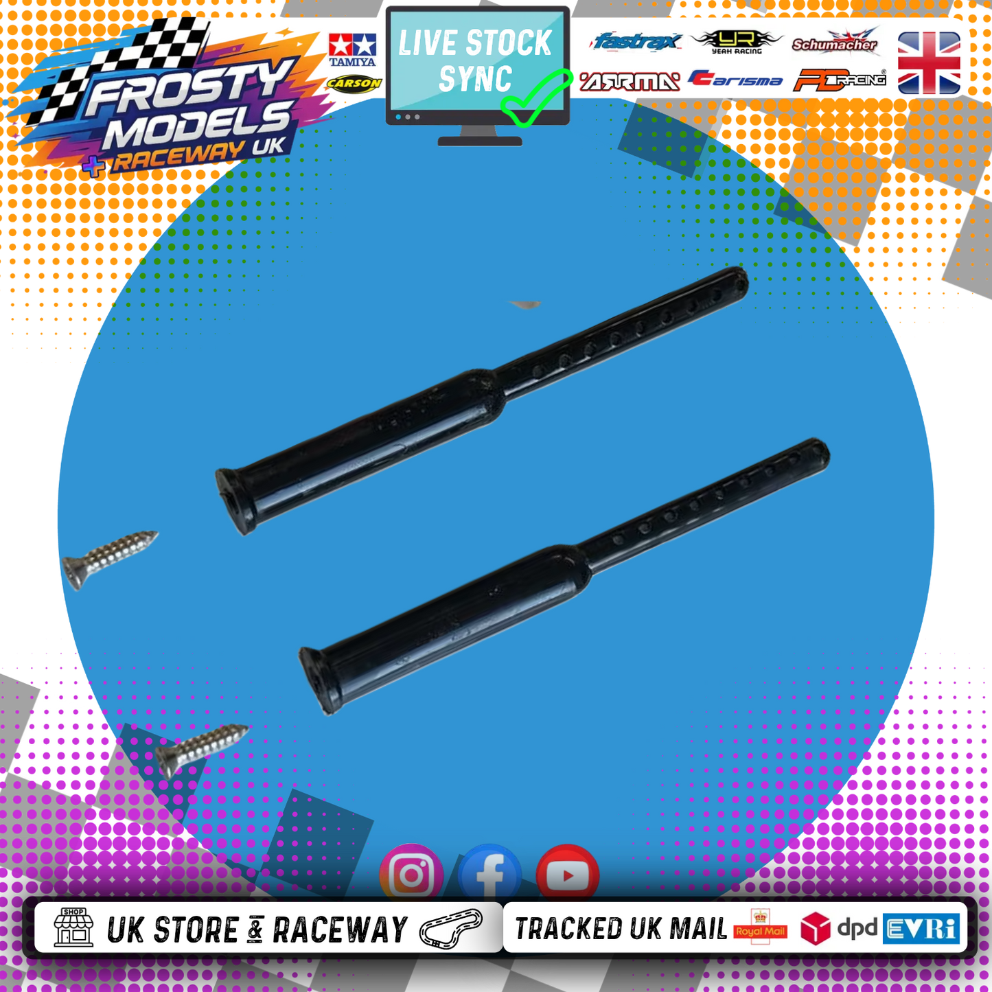 KAMTEC - Supastox / 1300 / Hot Rod / Mini Racer - Front Body Posts Mounts 1:12 Cars