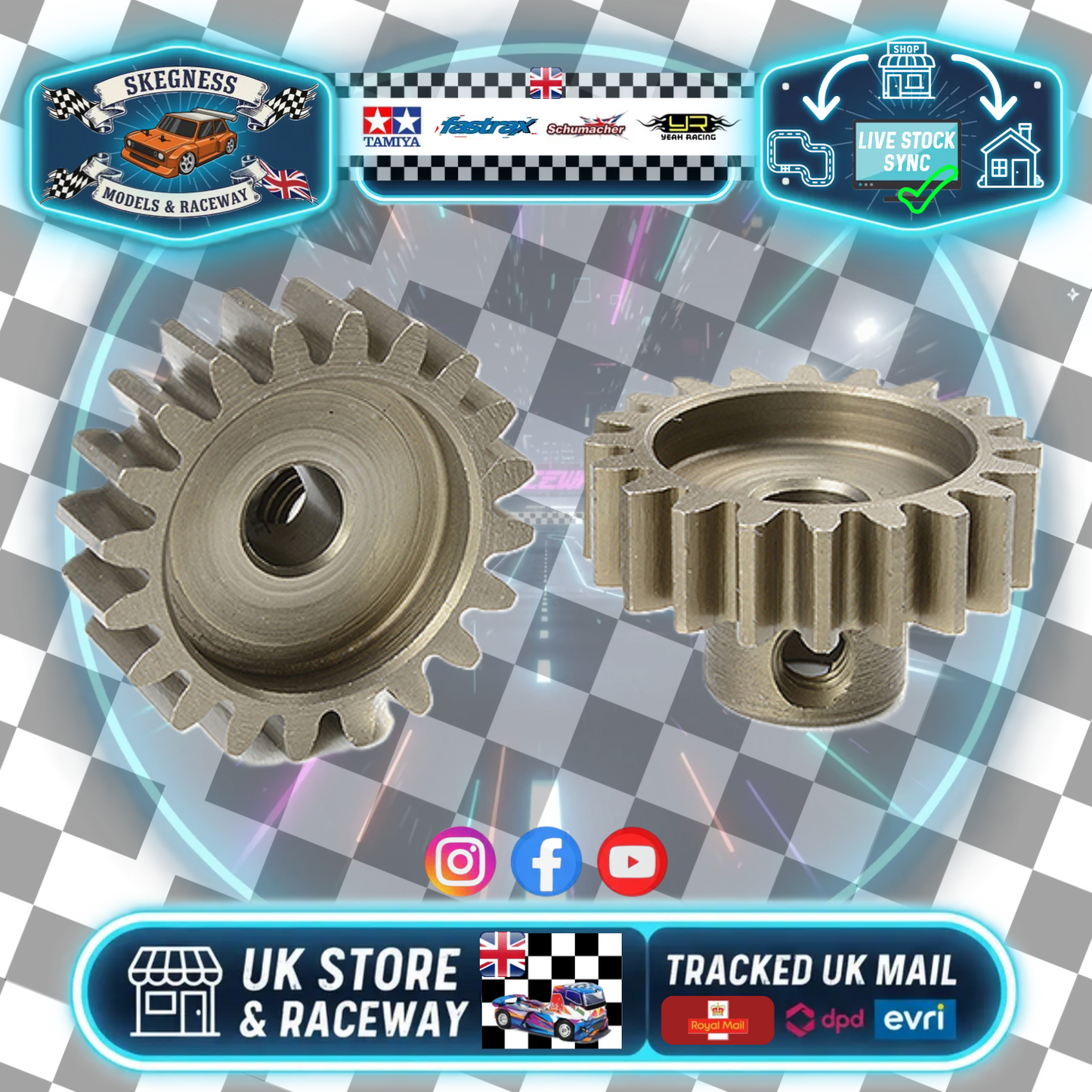 CORALLY - (1 unit) M1.0 PINION SHORT HARDENED STEEL 20T SHAFT DIA. 5MM MOD1 - C-72720