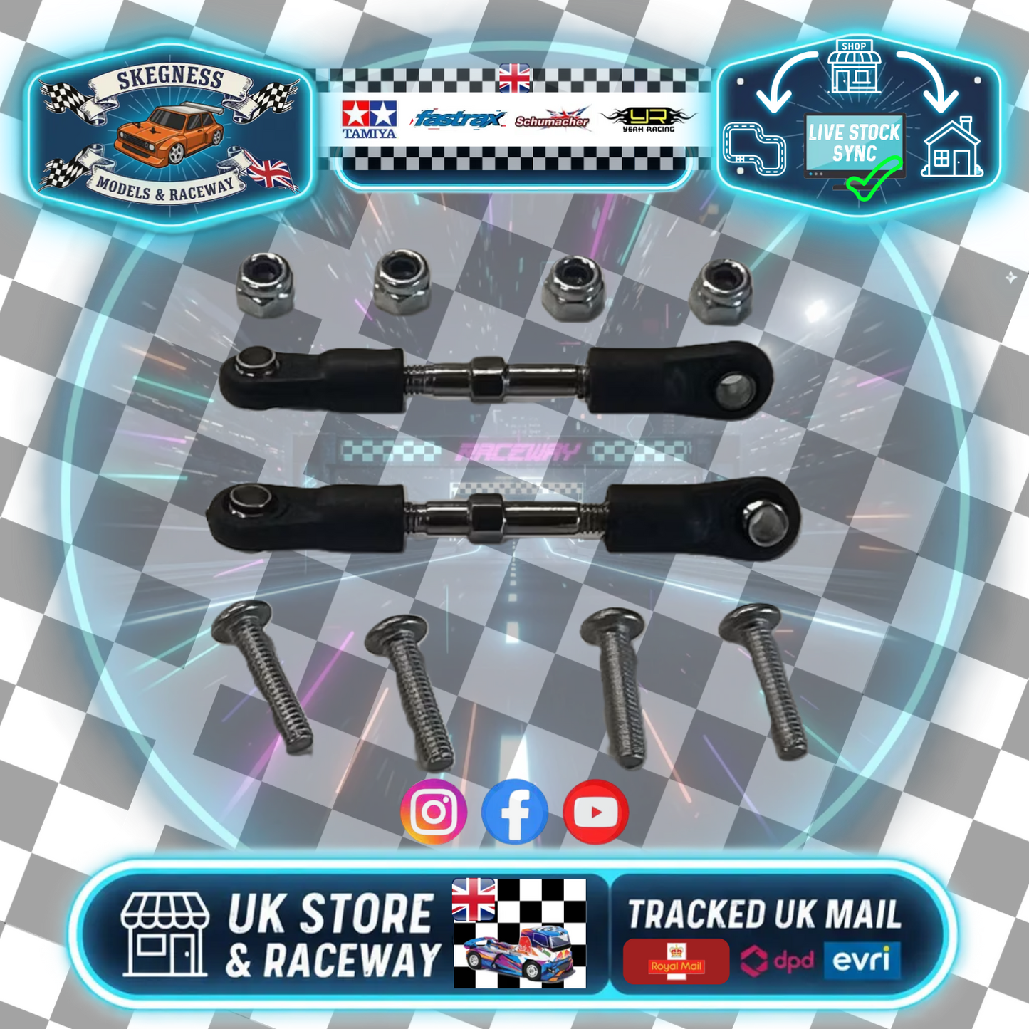 Kamtec - Bolt On Turnbuckles / Track Rods Set Mini Racer / Supastox