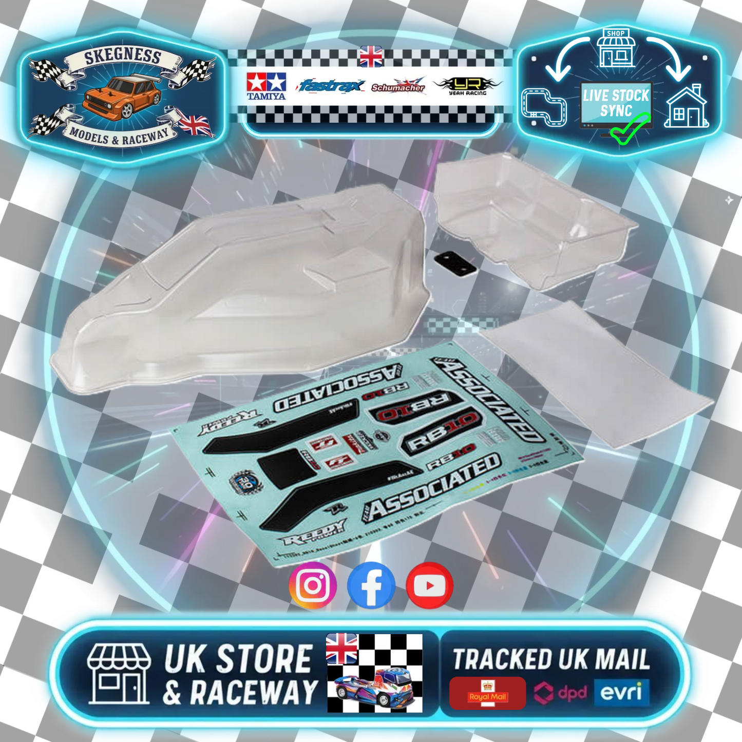 TEAM ASSOCIATED - RB10 RTR BODY & WING CLEAR Body Kit - LEXAN - AS72015