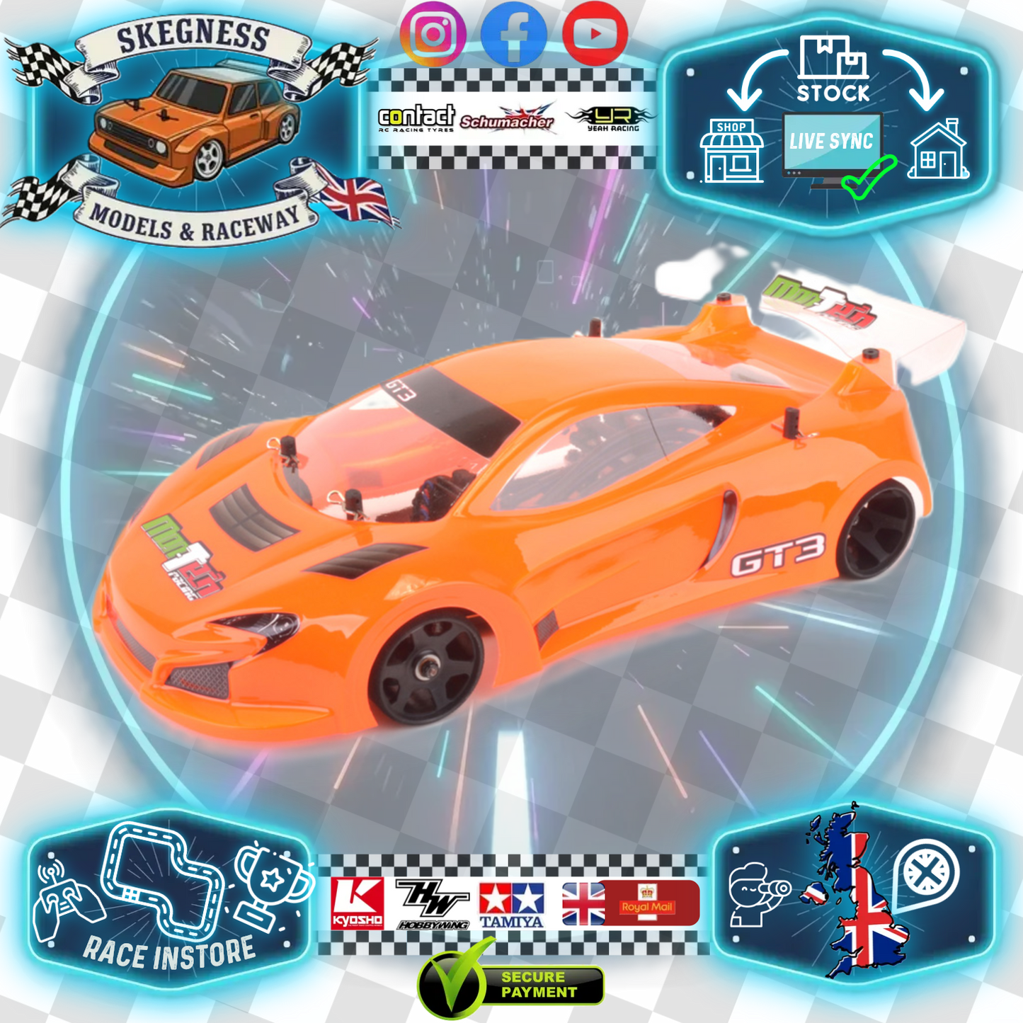 Montech - 1/12 MLGT3 (LMGT3) GT12 bodyshell - MT018001 (200mm wheelbase x 161mm wide)