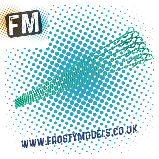 CORE RC 1/10 RC CAR/TRUCK/BUGGY - (6PCS) EXTRA LONG SMALL BODY CLIPS - ALL COLOURS - MULTI LISTING