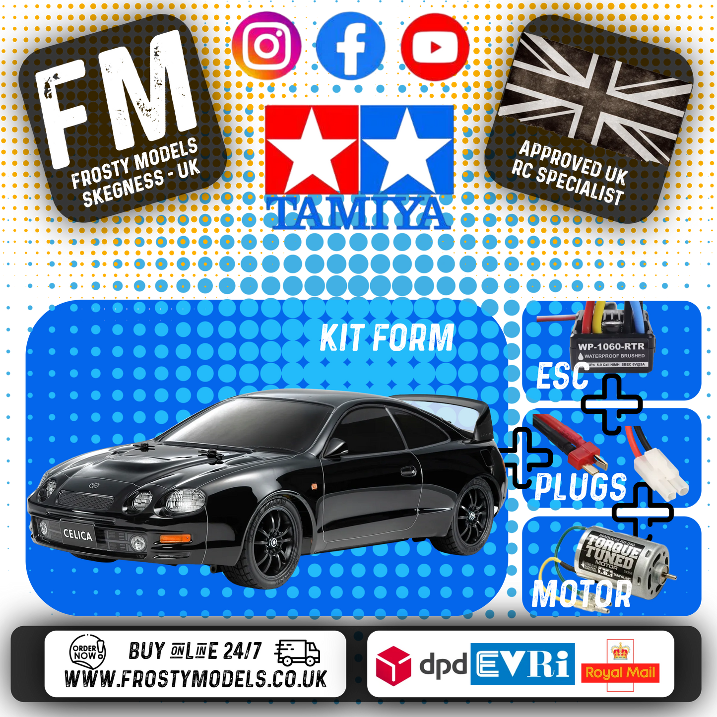 TAMIYA - 58743 Toyota GT-FOUR (ST205) - 1/10 (TT02 kit) 4WD CAR INC's ESC & MOTOR