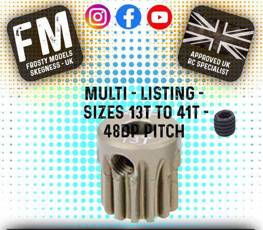 FASTRAX - RC ALUMINIUM 7075T TOUGH LIGHTWEIGHT 48DP PINION CARS - 13T TO 41T (MULTI LISTING)