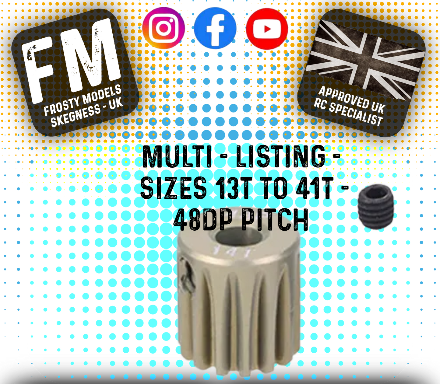 FASTRAX - RC ALUMINIUM 7075T TOUGH LIGHTWEIGHT 48DP PINION CARS - 13T TO 41T (MULTI LISTING)