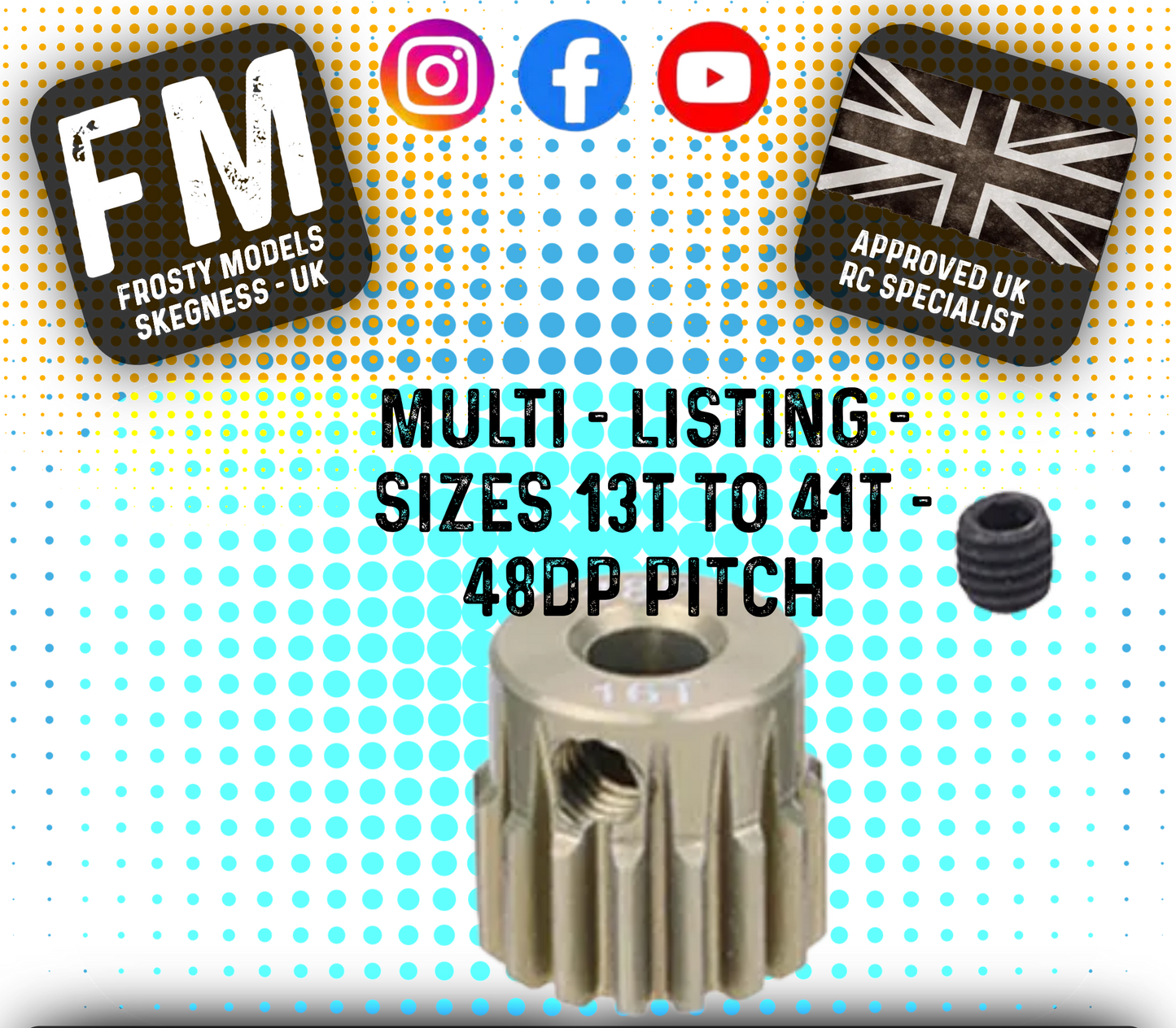 FASTRAX - RC ALUMINIUM 7075T TOUGH LIGHTWEIGHT 48DP PINION CARS - 13T TO 41T (MULTI LISTING)