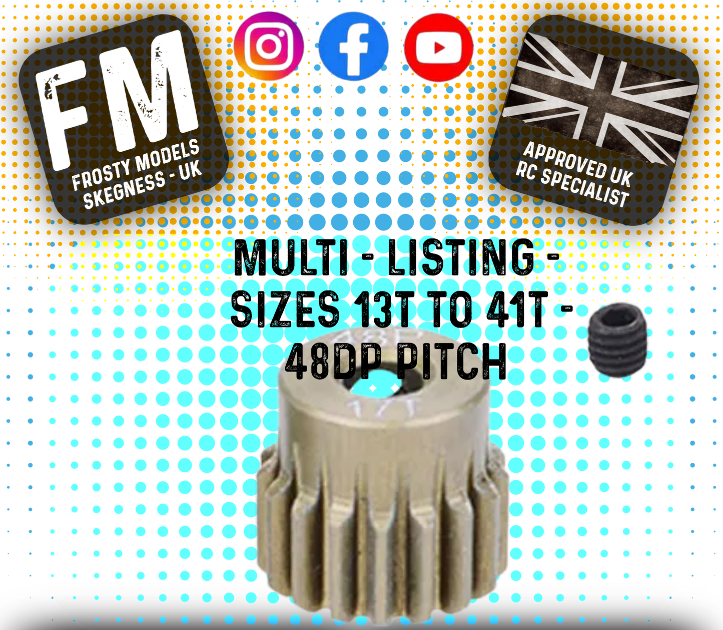 FASTRAX - RC ALUMINIUM 7075T TOUGH LIGHTWEIGHT 48DP PINION CARS - 13T TO 41T (MULTI LISTING)