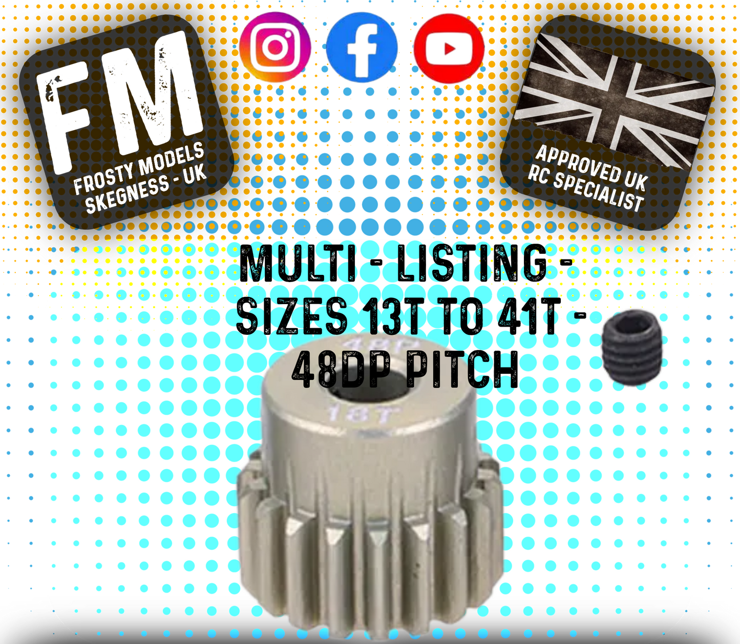 FASTRAX - RC ALUMINIUM 7075T TOUGH LIGHTWEIGHT 48DP PINION CARS - 13T TO 41T (MULTI LISTING)