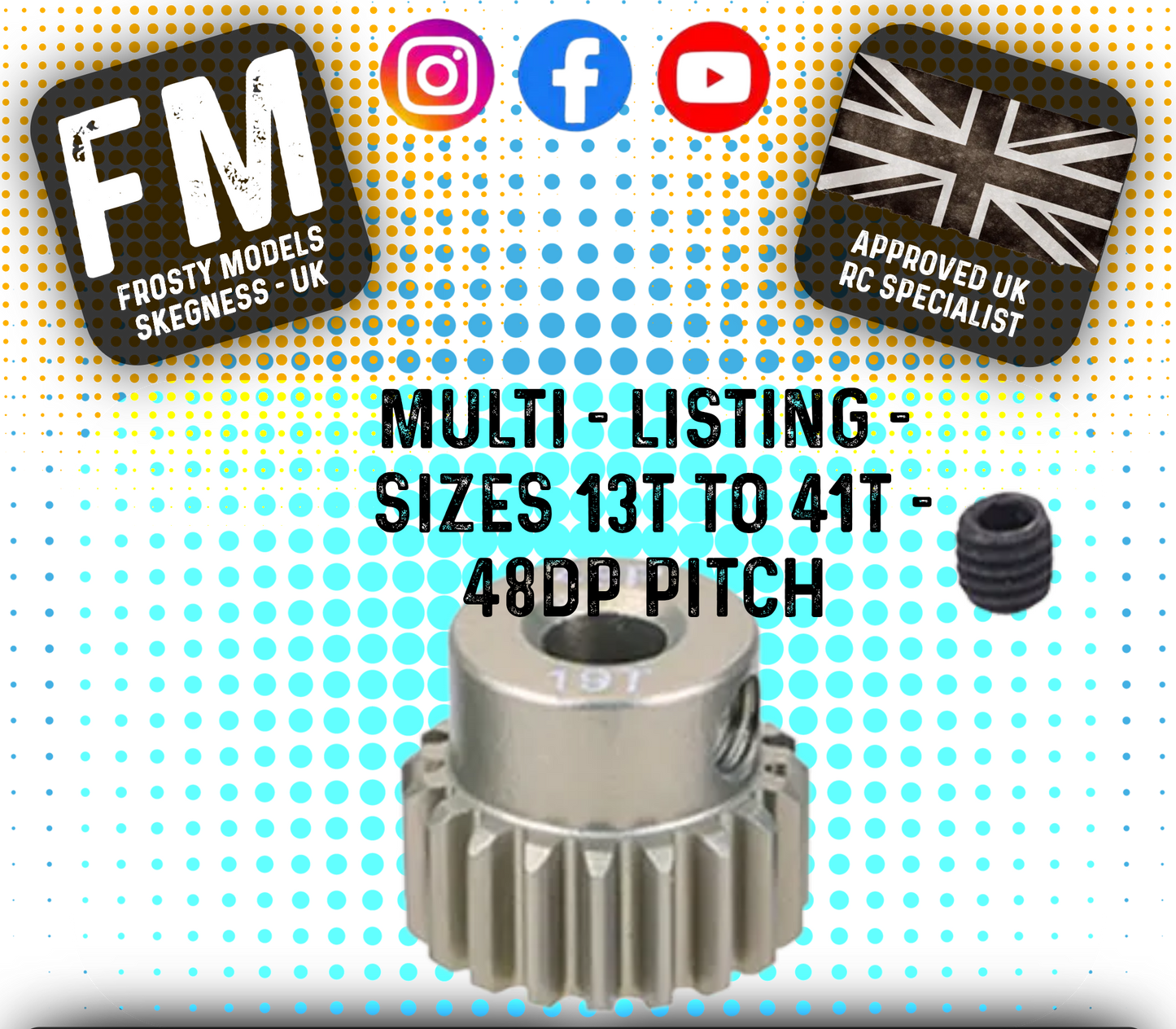 FASTRAX - RC ALUMINIUM 7075T TOUGH LIGHTWEIGHT 48DP PINION CARS - 13T TO 41T (MULTI LISTING)