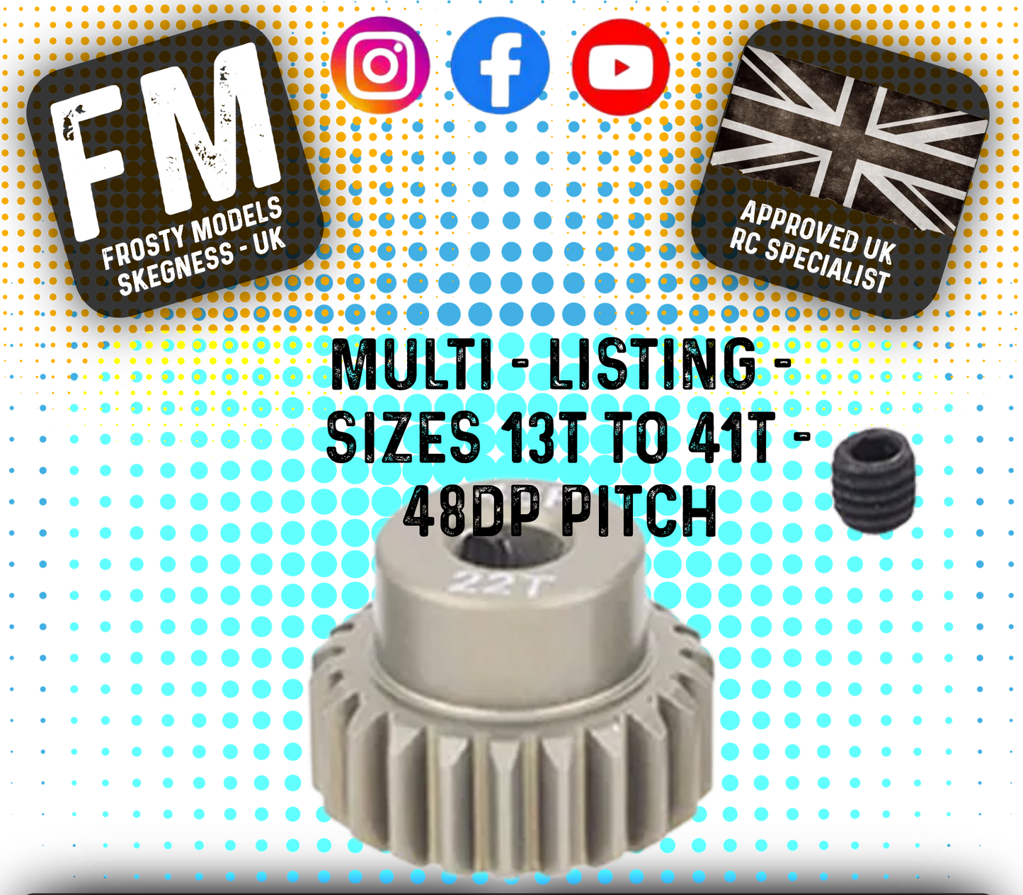 FASTRAX - RC ALUMINIUM 7075T TOUGH LIGHTWEIGHT 48DP PINION CARS - 13T TO 41T (MULTI LISTING)