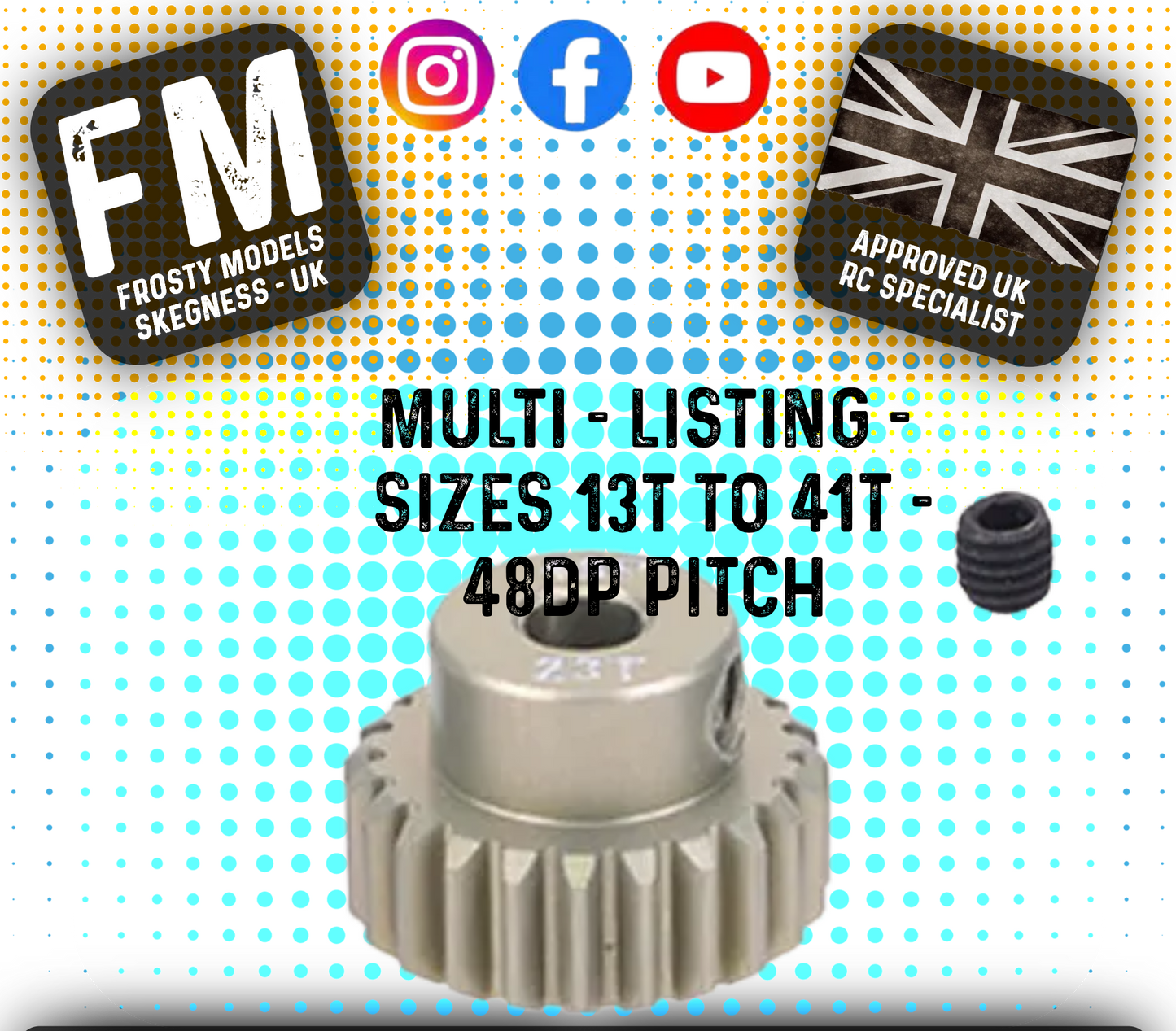 FASTRAX - RC ALUMINIUM 7075T TOUGH LIGHTWEIGHT 48DP PINION CARS - 13T TO 41T (MULTI LISTING)