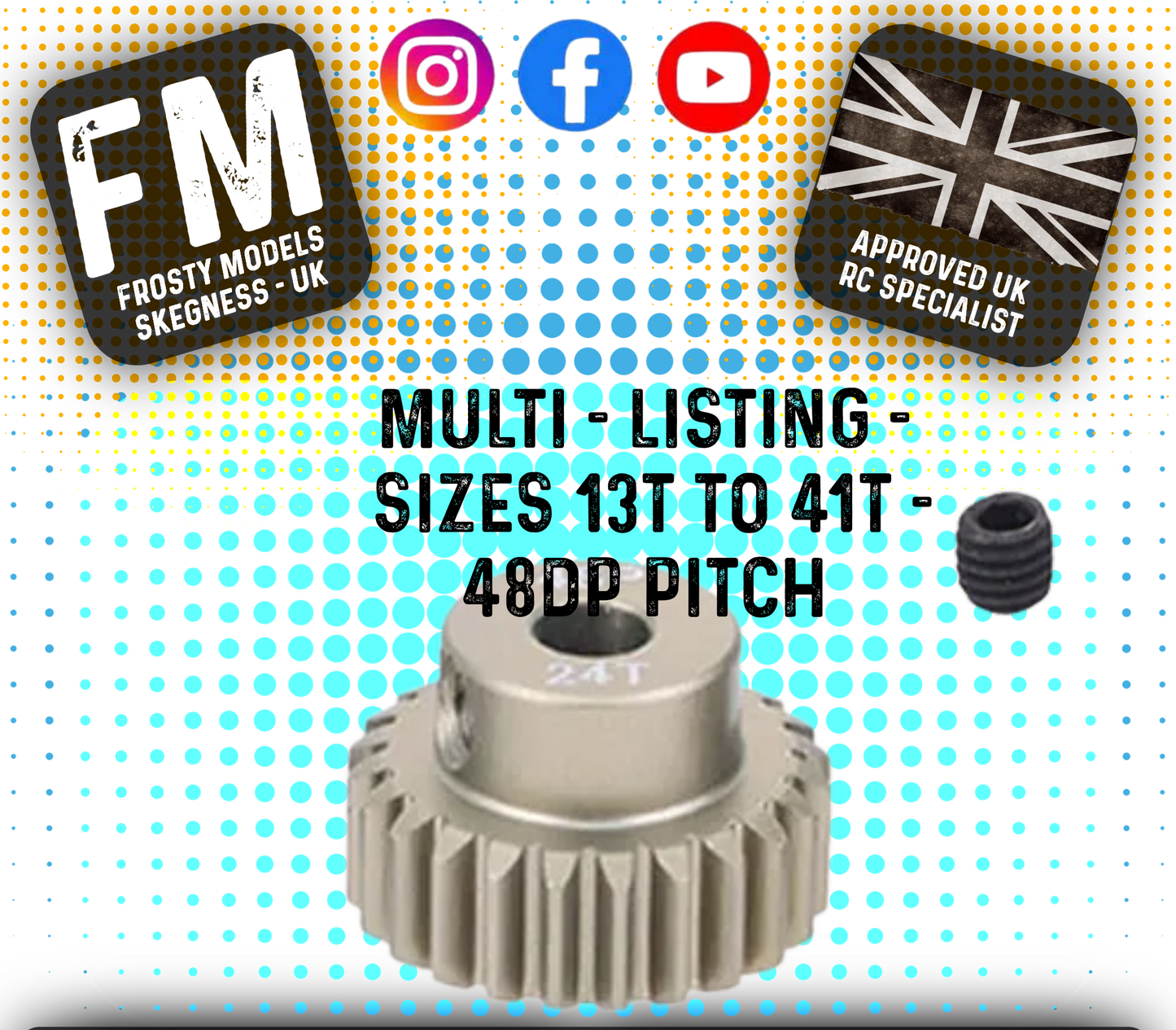 FASTRAX - RC ALUMINIUM 7075T TOUGH LIGHTWEIGHT 48DP PINION CARS - 13T TO 41T (MULTI LISTING)