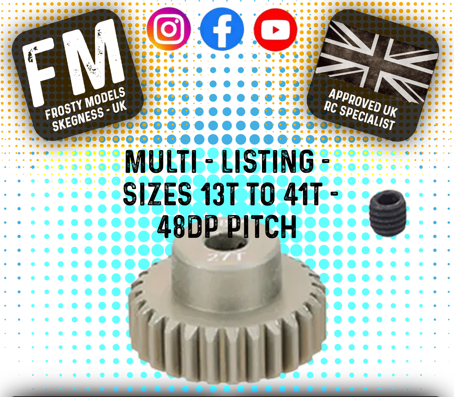 FASTRAX - RC ALUMINIUM 7075T TOUGH LIGHTWEIGHT 48DP PINION CARS - 13T TO 41T (MULTI LISTING)