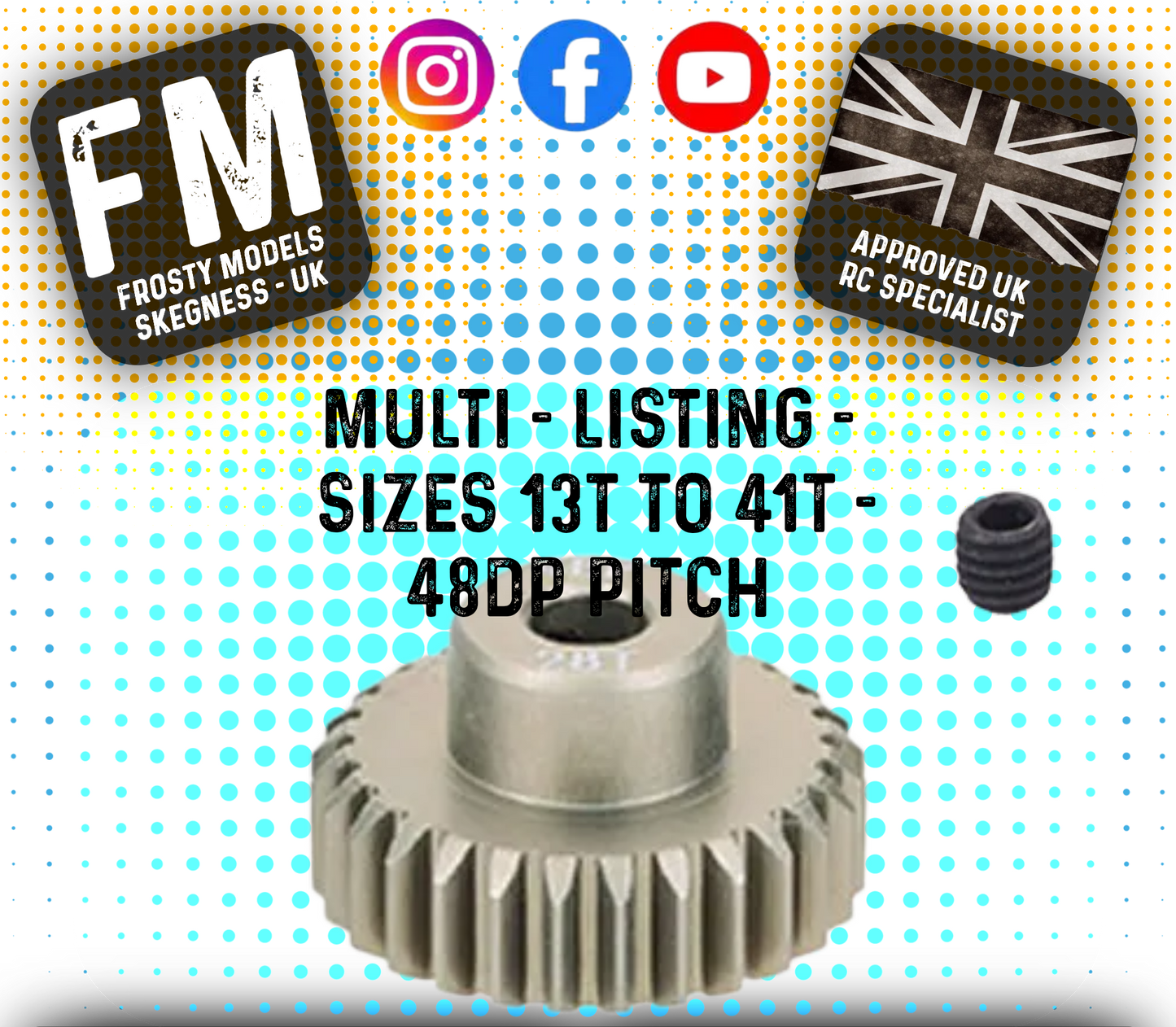 FASTRAX - RC ALUMINIUM 7075T TOUGH LIGHTWEIGHT 48DP PINION CARS - 13T TO 41T (MULTI LISTING)