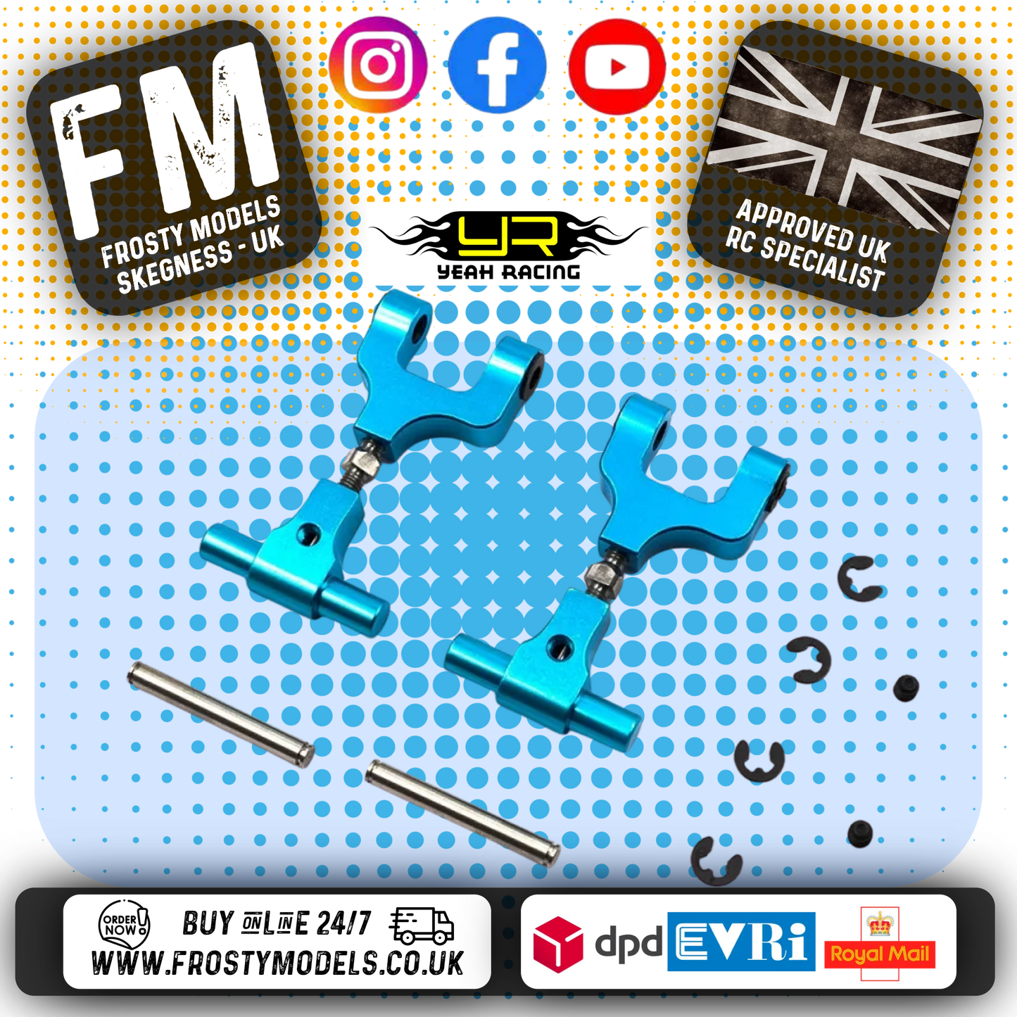YEAH RACING - Aluminum Adjustable Rear Upper Arm Set For Tamiya TT02 - TT02-004BU