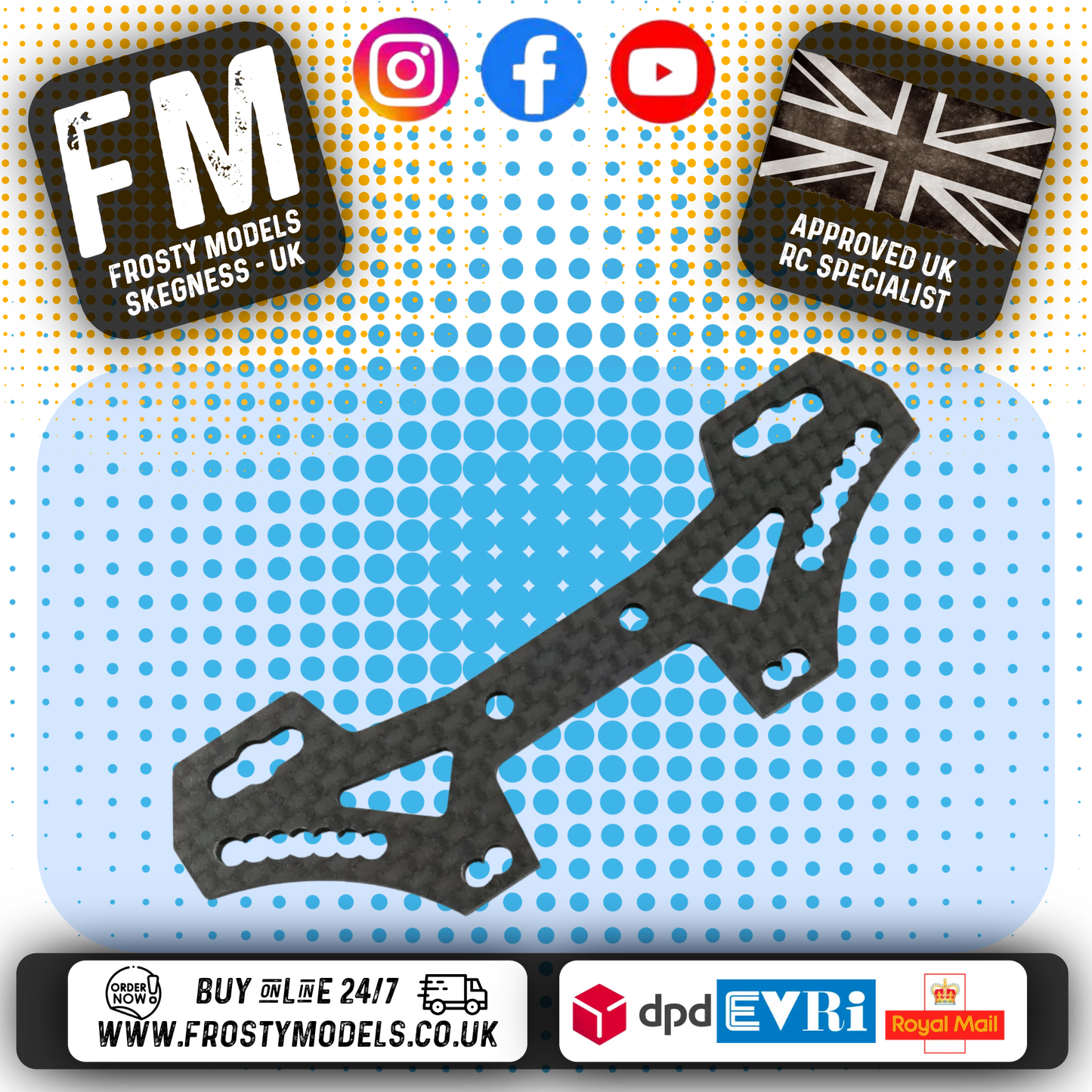 YEAH RACING - Carbon Rear Damper Stay For Tamiya TT02S & TATT-S04 (TATT-025)