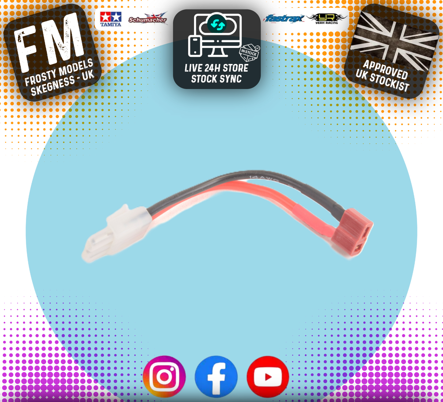 CORE RC - TAMIYA Battery Adaptor Lead (MALE - Tamiya ) TO (FEMALE - Deans) CR747