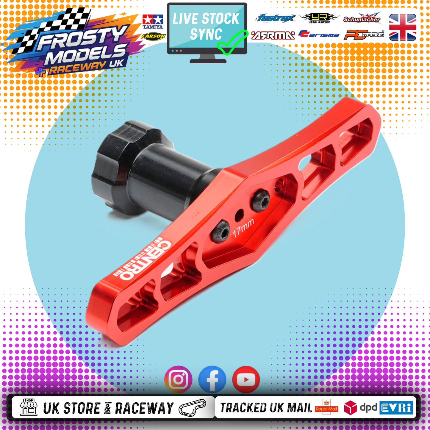 CENTRO - ALUMINIUM 17MM WHEEL NUT HAND WRENCH - C0514 (Fits PD RACING TK10 & TR10)