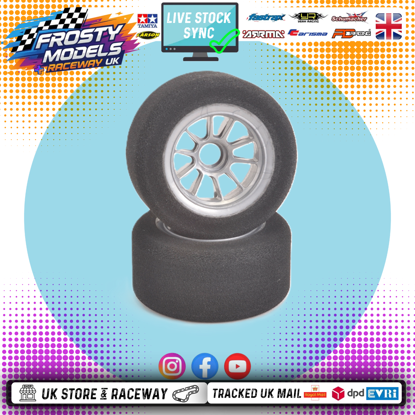 CONTACT - 1/10 RC F1 Front Foam Wheels & Tyres 42Sh Dia 59mm - JF1-42FA