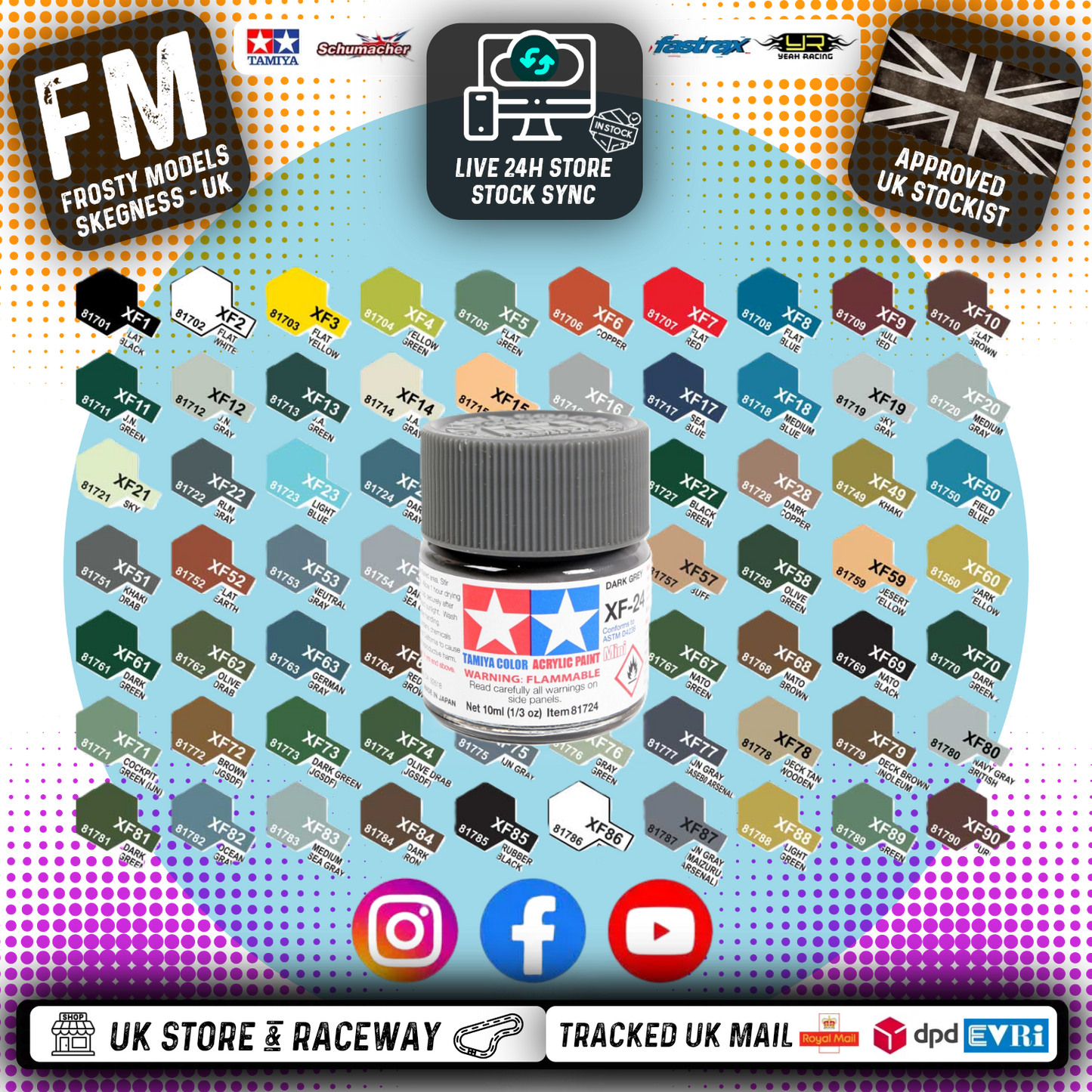 TAMIYA - 10ML XF Paint Acrylic - XF1 to XF90 - Multi Listing