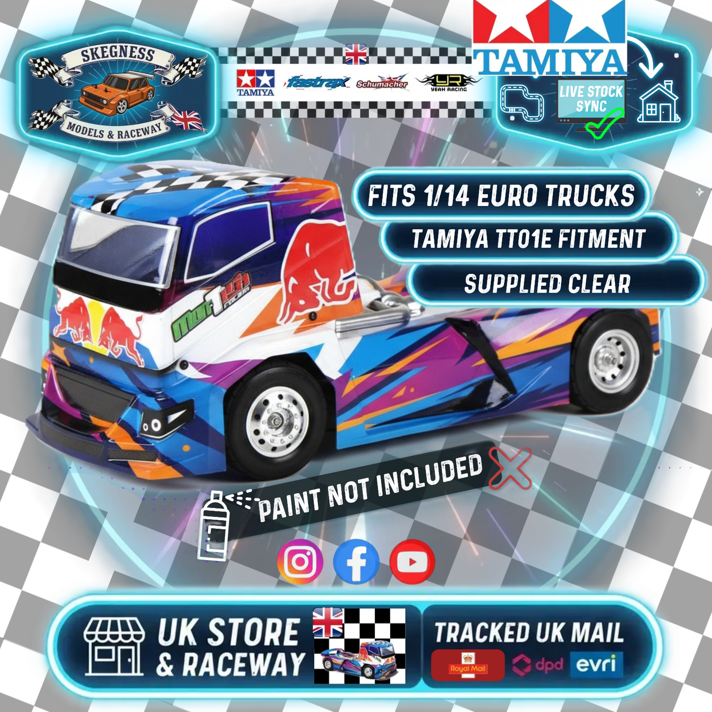 MONTECH - M TRUCK 2.0 BODY - RC EURO BODY 1/14 - (1/10 TC 190MM) - (FOR TT01E) MT019003