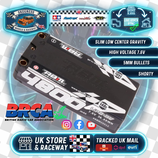 ABM - 4800mAh LCG SLIM Shorty 7.6v Lipo LiHV 140c (5mm Bullets) (L96.4xW46.5xH20mm) - ABM20012