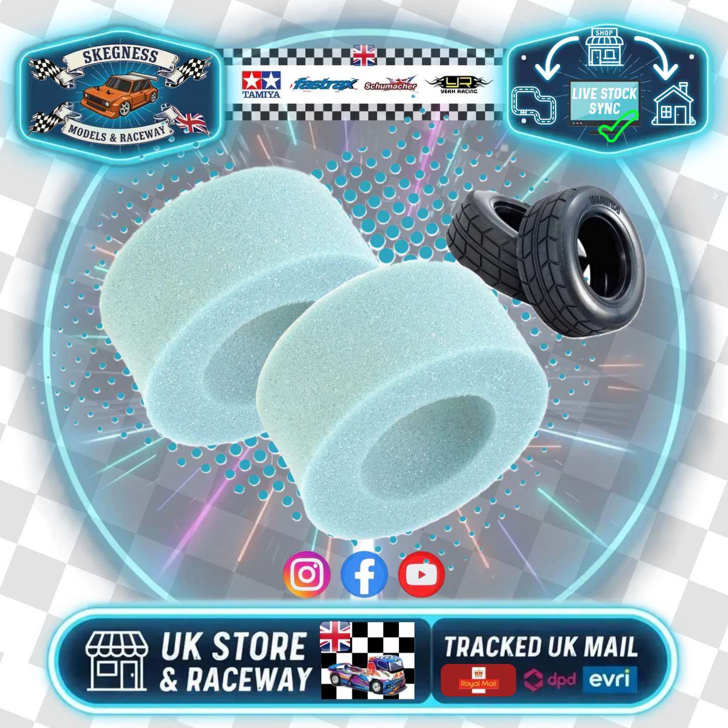 U6747 - TT01E EURO TRUCK (or Buggy) FOAM TIRE/TYRE INSERTS (TUBBY MEDIUM) 2pcs (USE FRONT on Euro Trucks)