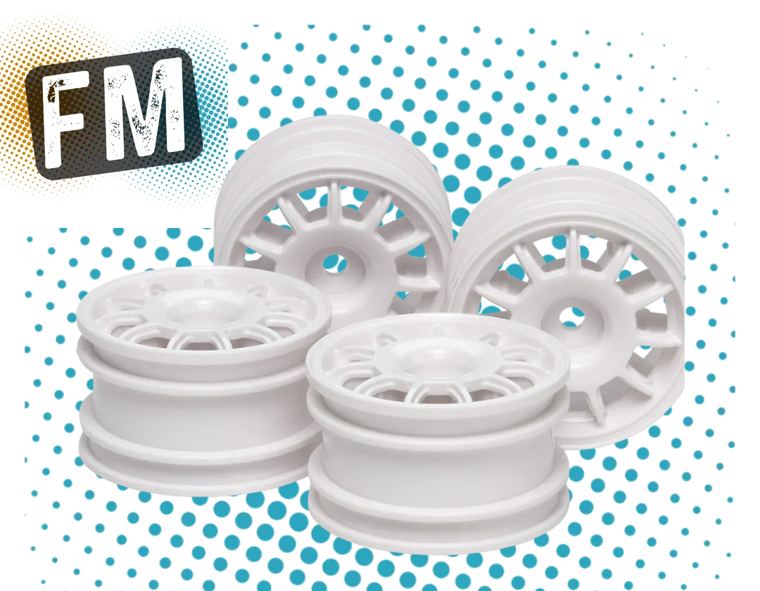 TAMIYA 51394 TT01E RC 1/14 EURO TRUCK / MINI M06 - 11 SPOKE WHEELS (WHITE) (4PCS) (or M-Chassis Mini)