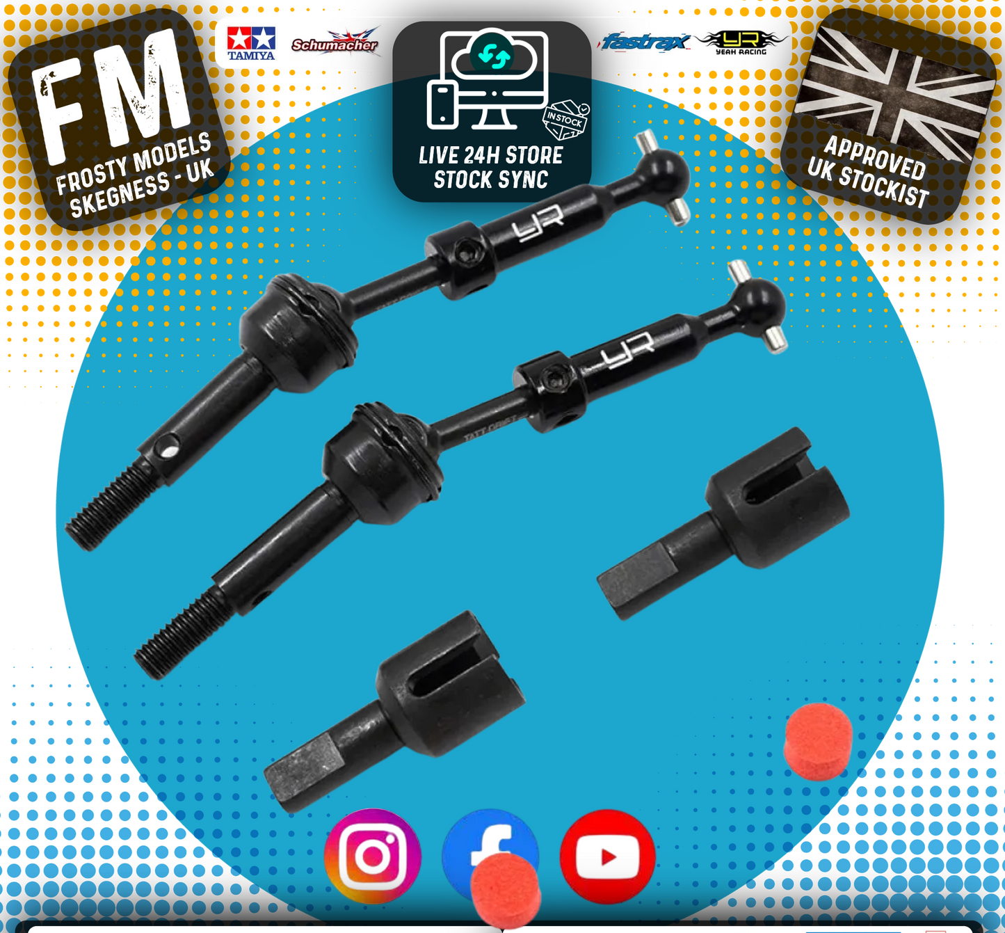 Yeah Racing - G45 Steel Adjustable Drive Shaft for TATT-S03 (Tamiya TT02 RWD - SPT2-D) - TATT-018