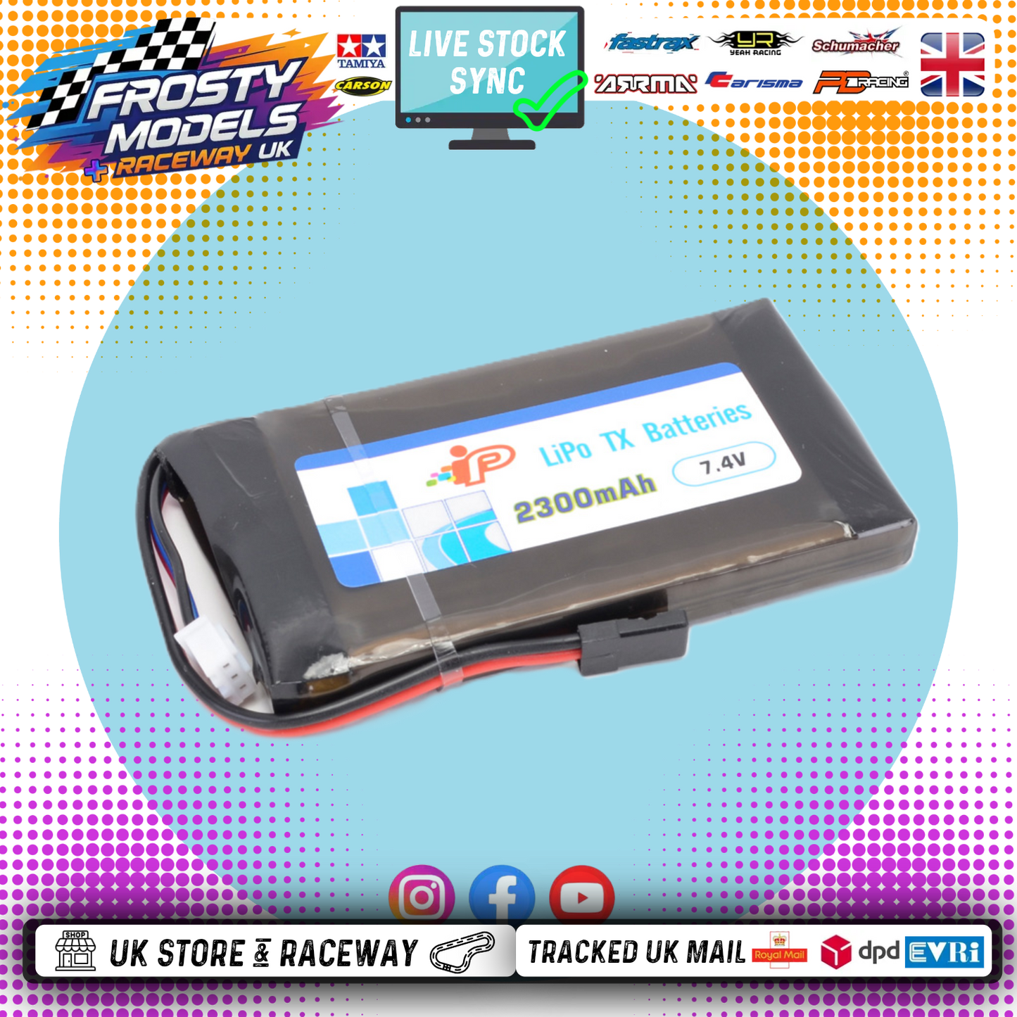Intellect - Tx Lipo 2300mAh 1C 2S - MX11 (For Sanwa Gemini Sport) IP455085-2S