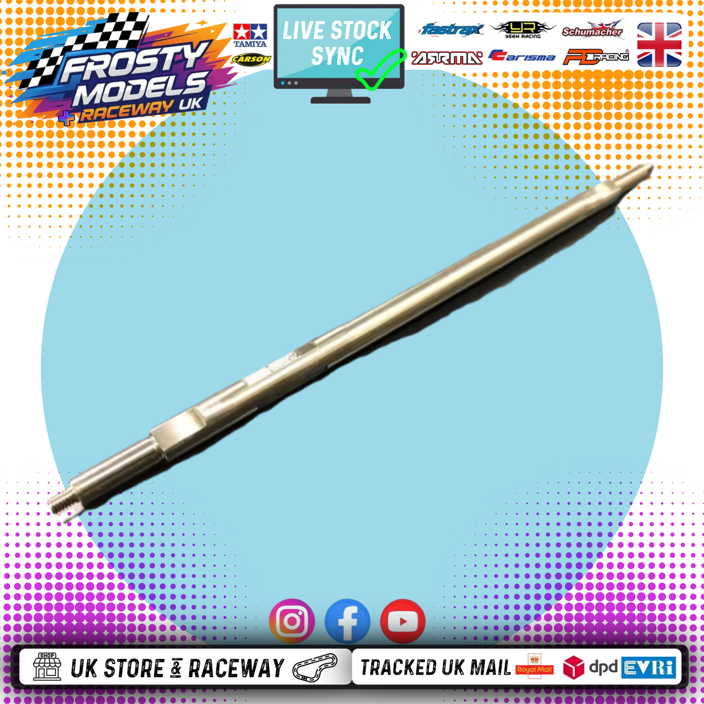 KAMTEC - Alloy Axle - GT12 Hot Hatch, Mini Racer, Hot Rod, Stock Car