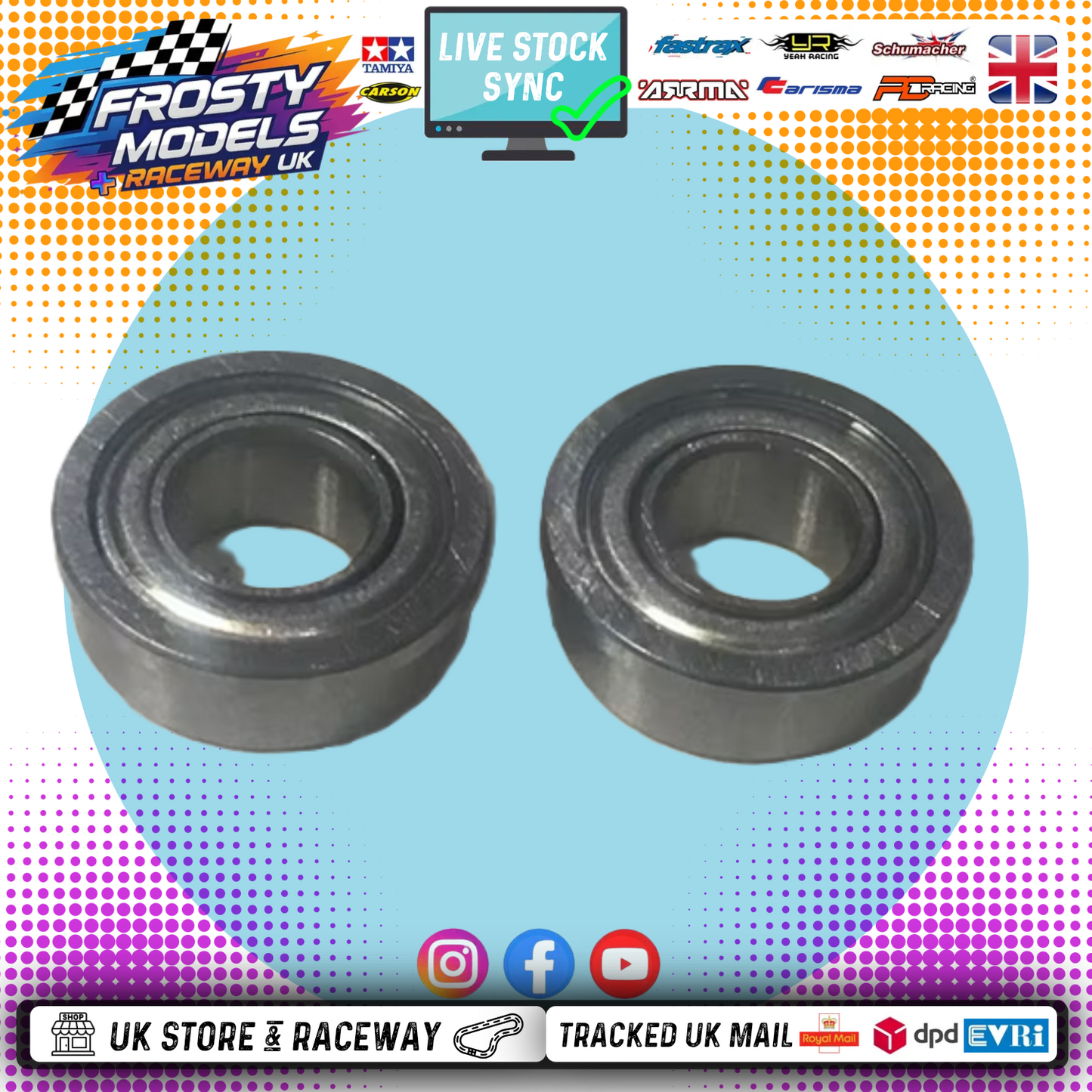 KAMTEC - GT12 Mini Racer Rear Axle Bearings Flanged (2) (fits others)