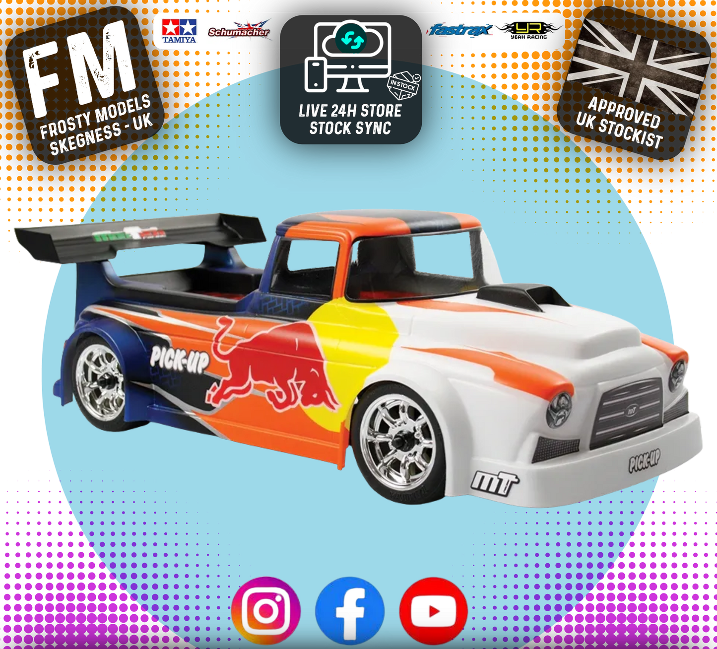 MONTECH - PICKUP TRUCK 1/10 (M Chassis) BODY SHELL - NOT PAINTED - MT020006 (redbull stickers not included)
