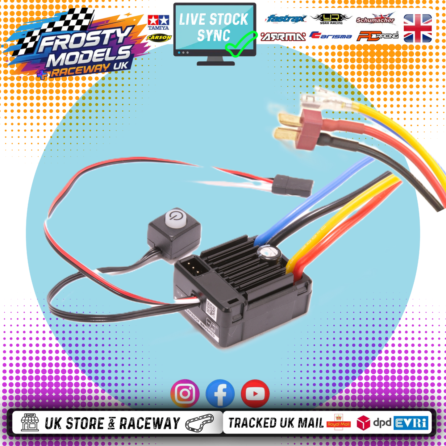 Hobbywing - 1/12th Mini GT12 Brushed ESC 1060 WP - 3.7v - 4.8v (1S or 4cell NiMh) (Deans) HW1060WPLV (Fully programable with Hobbywing Program Card)