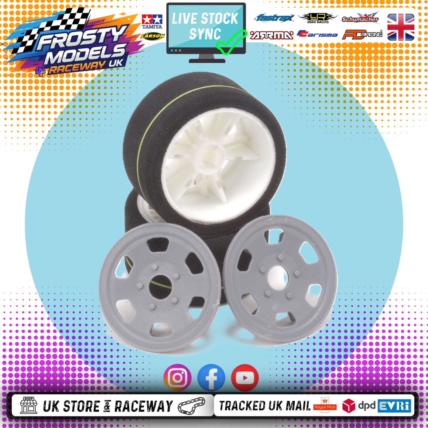 CONTACT RC - 1/12 Oval/Mini Rear 37Sh Control Tyre, 46mm diameter - JMCR (1pair) Wheel & Tyre Set Pre-Glued