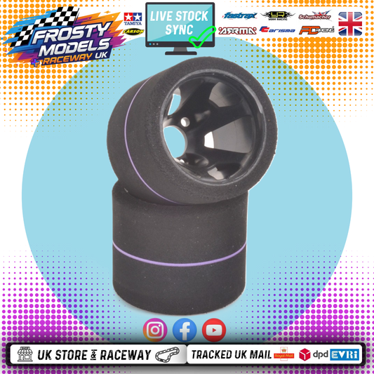 CONTACT RC - 1/12 GT12 LMGT3 Rear (3-Bolt) 38Sh Purple - 43mm - JT2-38USR (1pair) Wheel & Tyre Set Pre-Glued (BRCA Recommend)