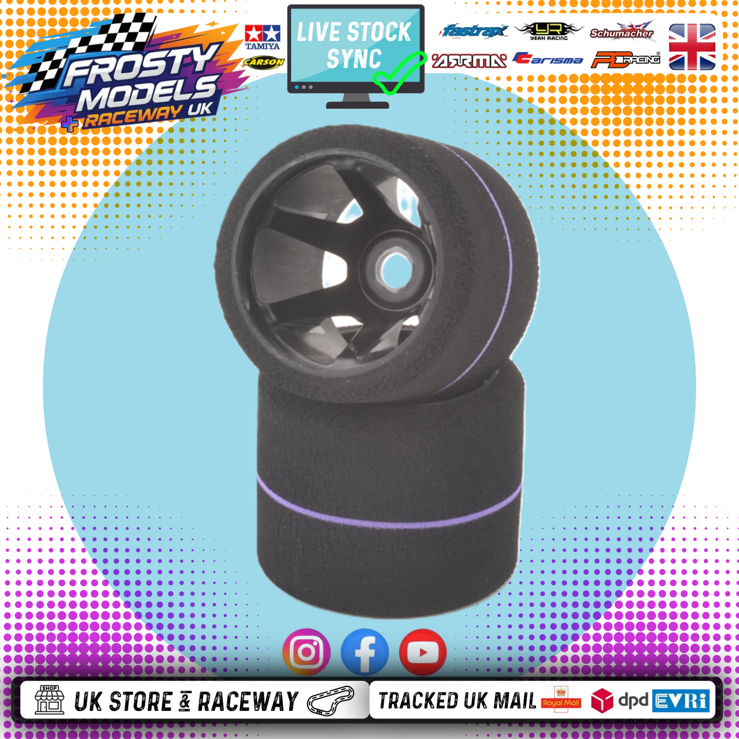 CONTACT RC - 1/12 GT12 LMGT3 Rear (12mm HEX) 38Sh Purple - 43mm - JT3-38USR (1pair) Wheel & Tyre Set Pre-Glued (BRCA Recommend)