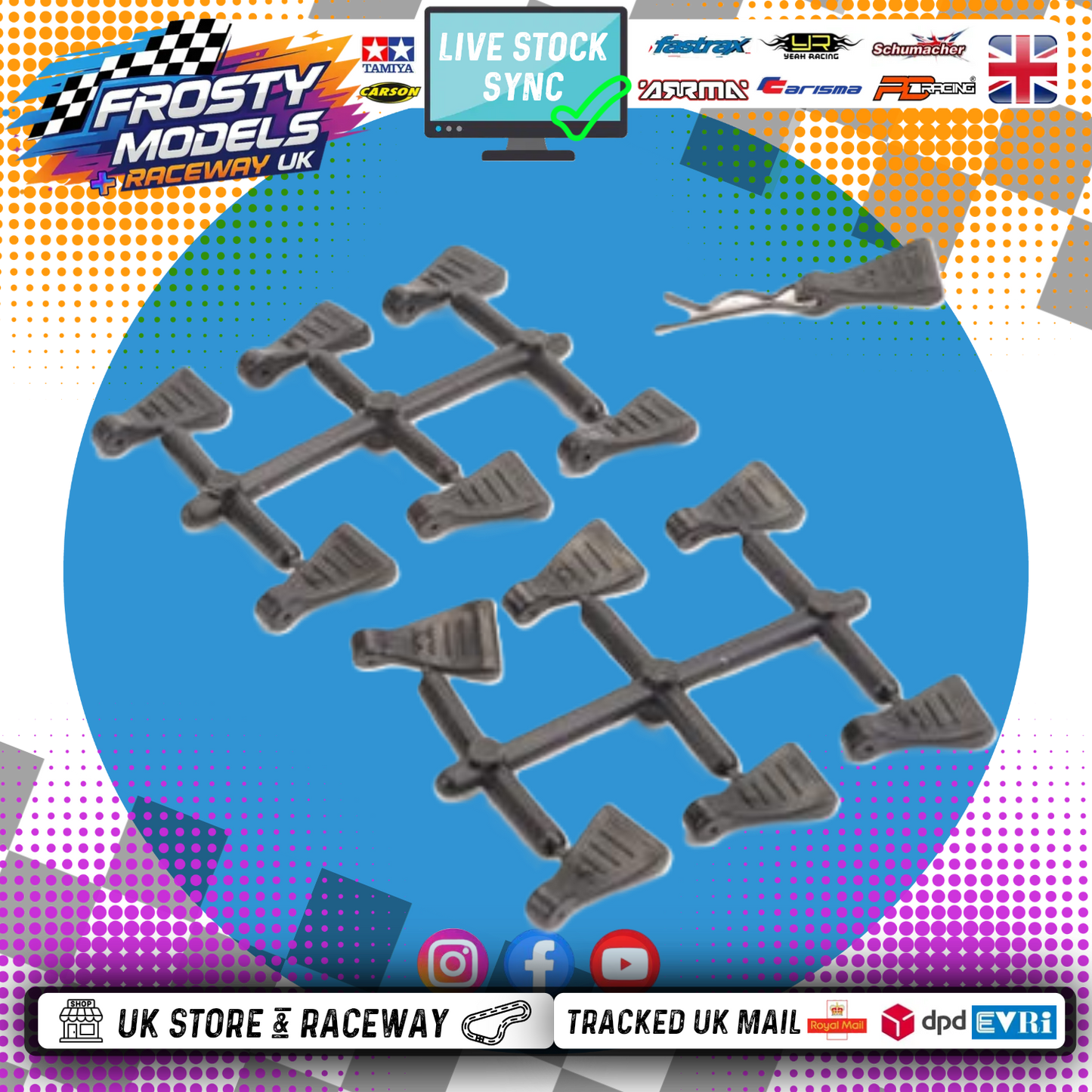 Core RC - 1/10 EASY PULL BODY PIN/CLIP RUBBER BIG PULL TABS (12pcs) (PERFECT FOR EURO TRUCK BODIES) No clips included - CR638