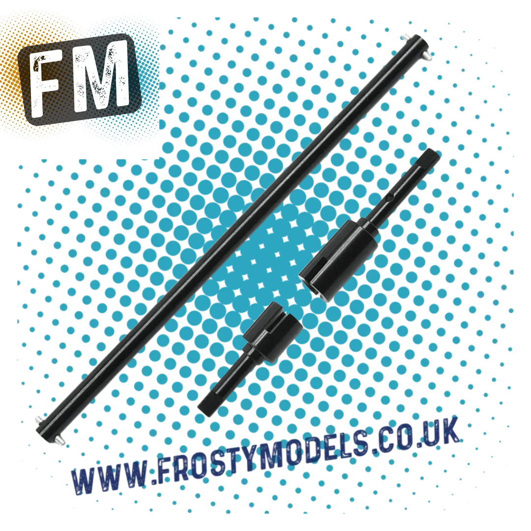 RC OVERHAUL - Fits Tamiya TT01E ALLOY CENTRE PROP SHAFT & JOINTS (BLACK) G-RCO-TAM03 (FITS EURO TRUCKS)
