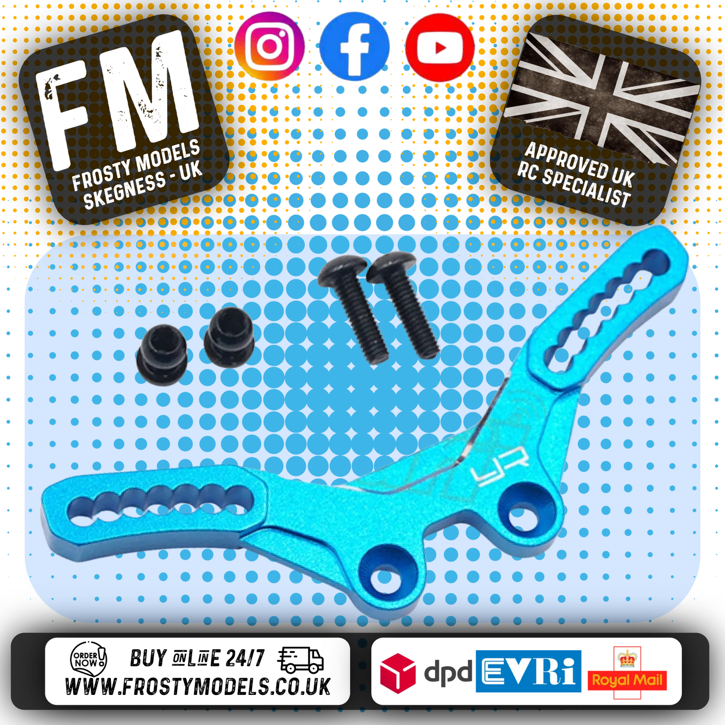 YEAH RACING - Tamiya M07 Aluminum Rear Damper Stay BLUE - TAMC-026BU