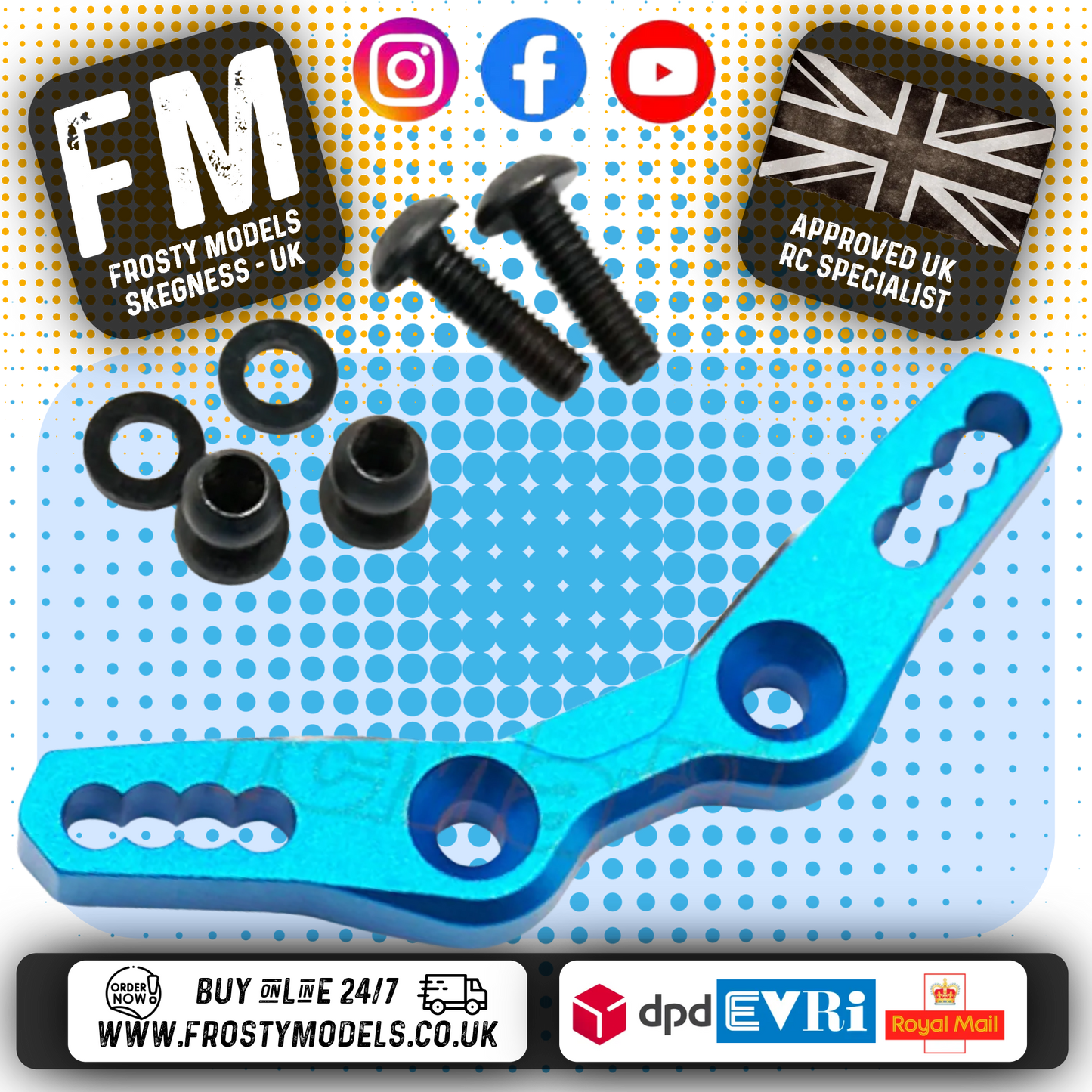 YEAH RACING - Tamiya M07 Aluminum Front Damper Stay BLUE - TAMC-025BU