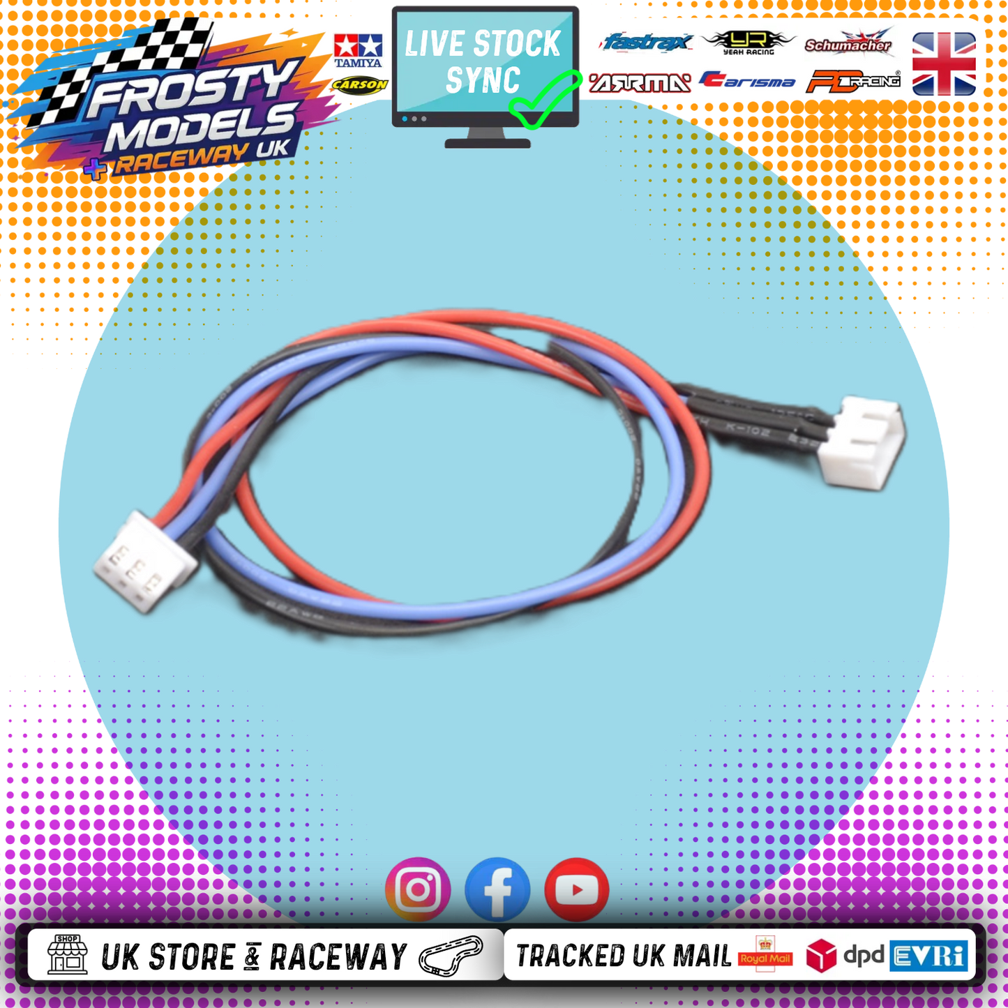 CORE RC - JST-XH 2S BALANCE EXTENSION LEAD 22AWG 30CM 3PIN - CR760