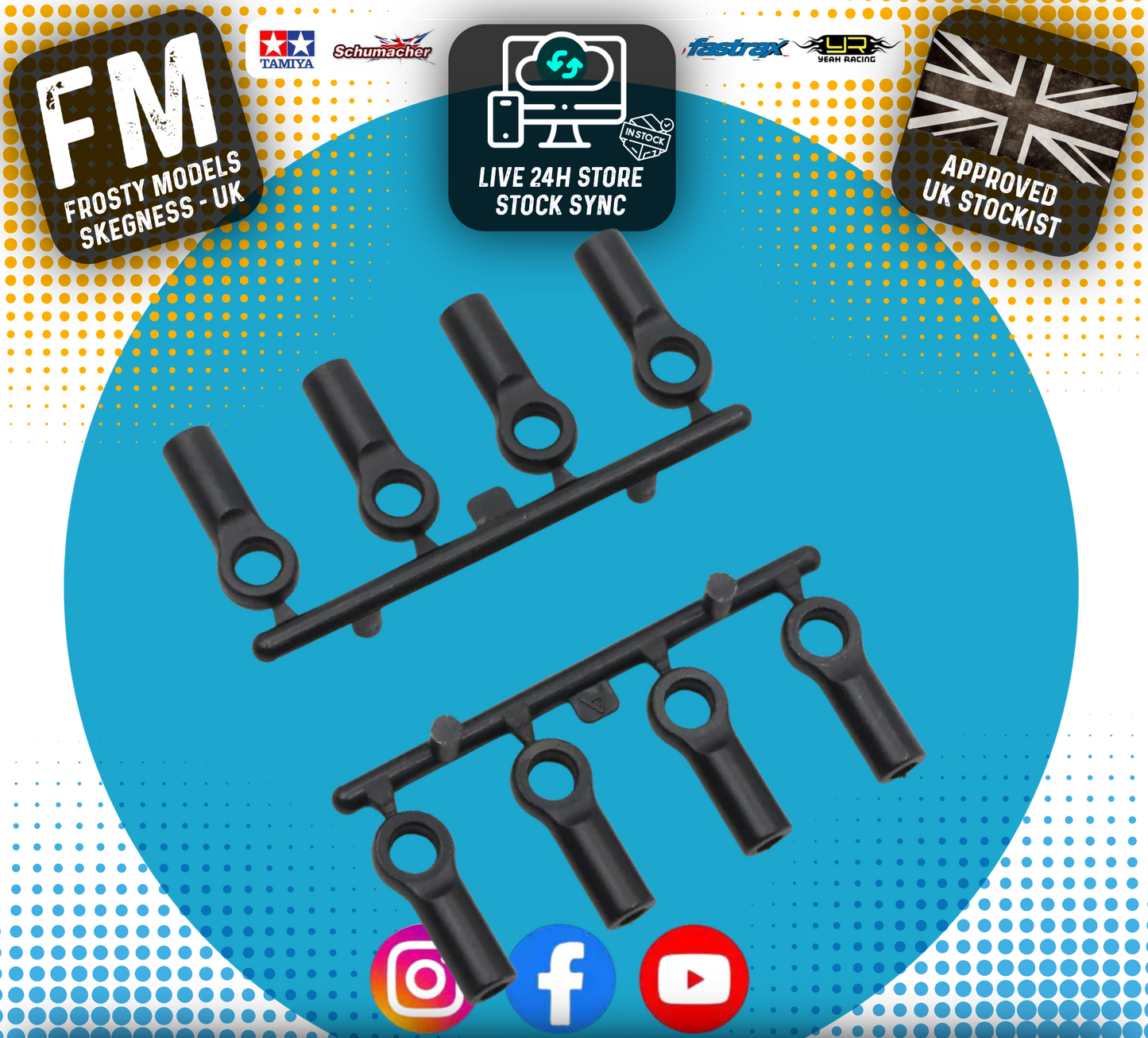 Yeah Racing - M3 Plastic Ball Joints End 4.8 x 15mm 8pcs - YA-0564